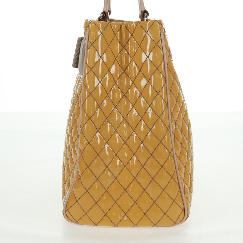 Salvatore Ferragamo Vala Handbag Patent Leather Yellow Patent_Leather Handbag (Authentic  )