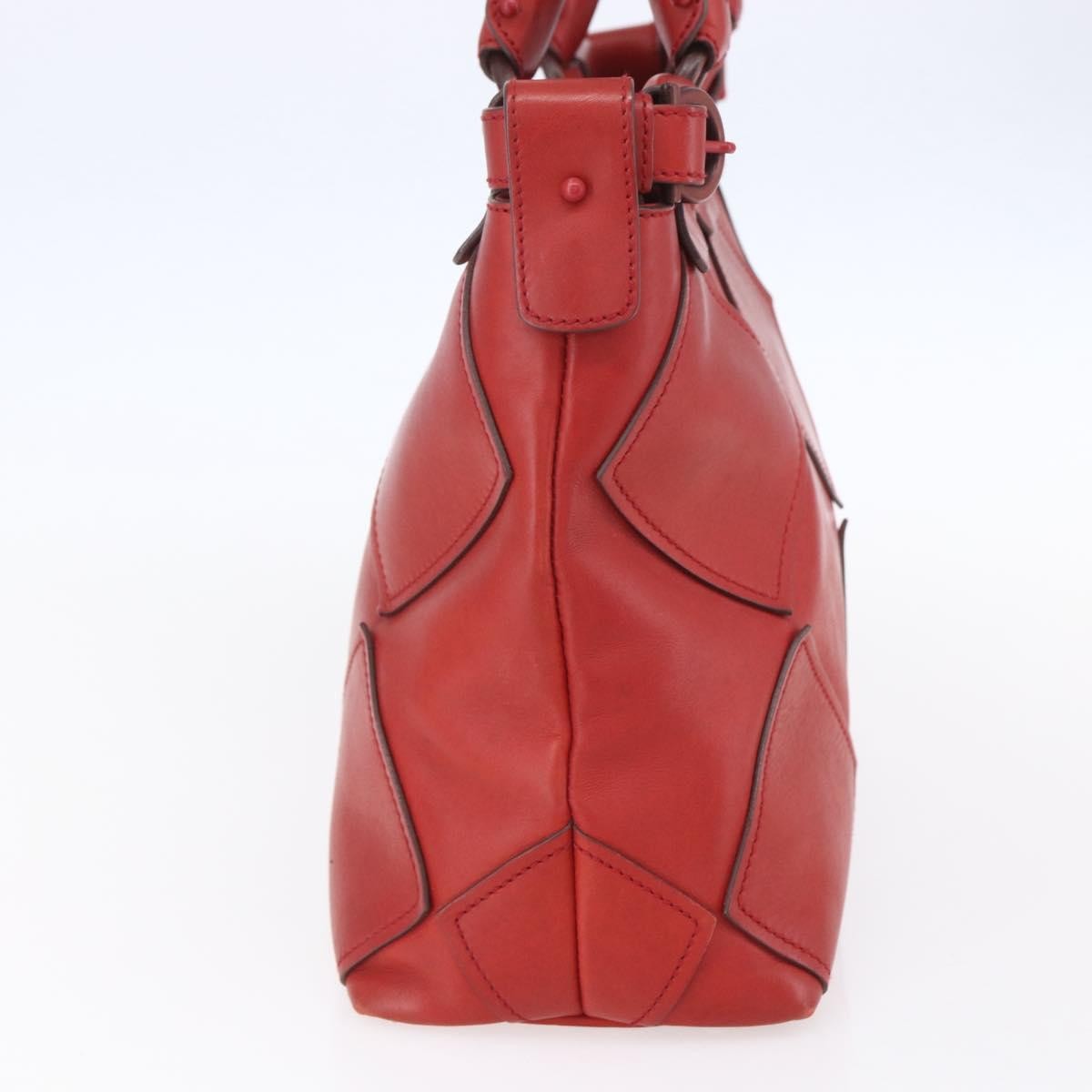 Salvatore Ferragamo Gancini Handbag Leather Red Leather Handbag (Authentic  )