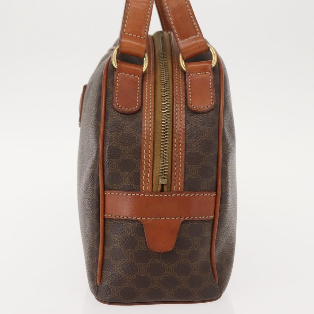 Celine Vintage Macadam Handbag Canvas And Leather Brown Canvas Handbag (Authentic  )