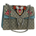 Gucci Zip Top Messenger Bag Gg Coated Canvas Beige Leather Handbag ( )
