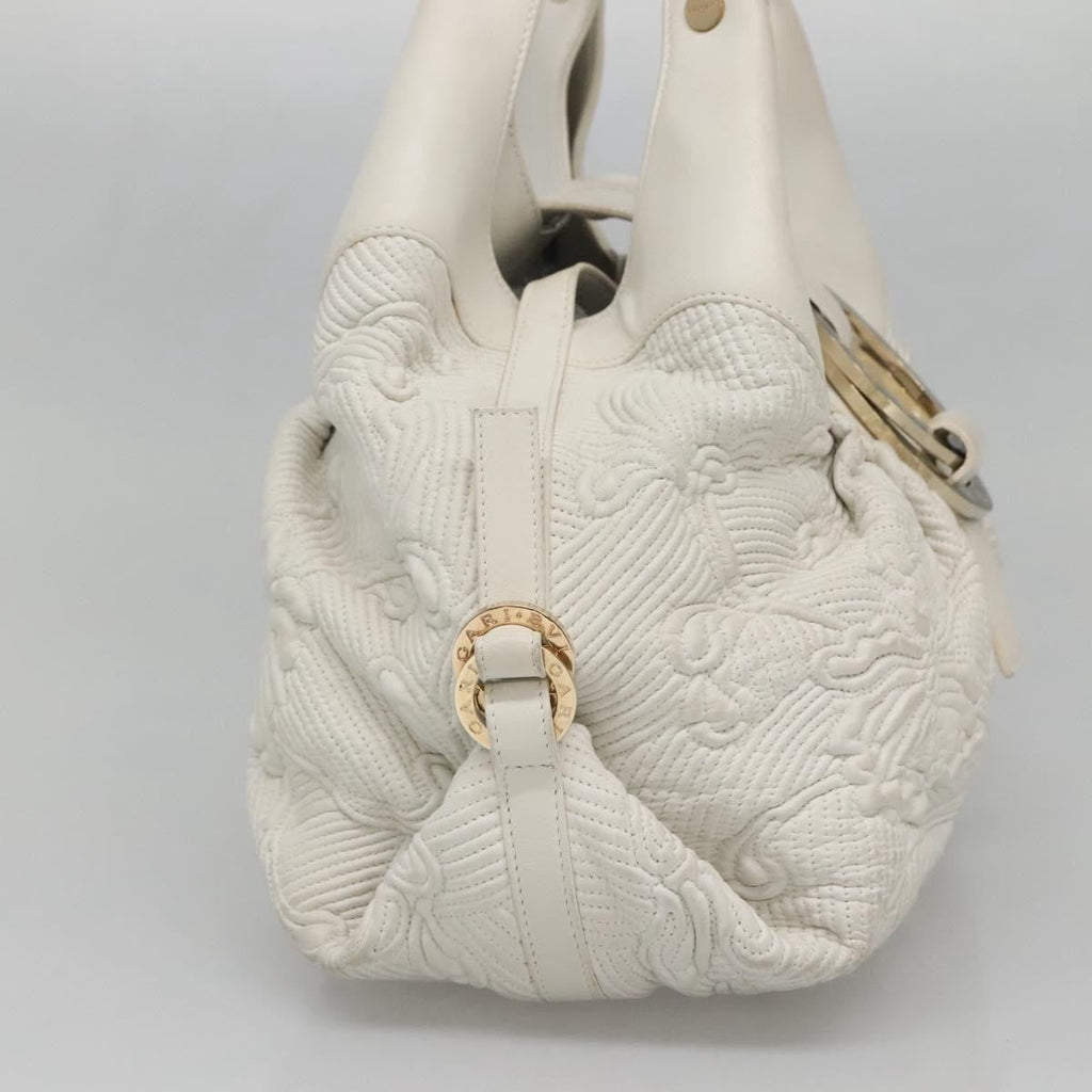 Bvlgari Chandra Hobo Leather White Leather Handbag (Authentic  )