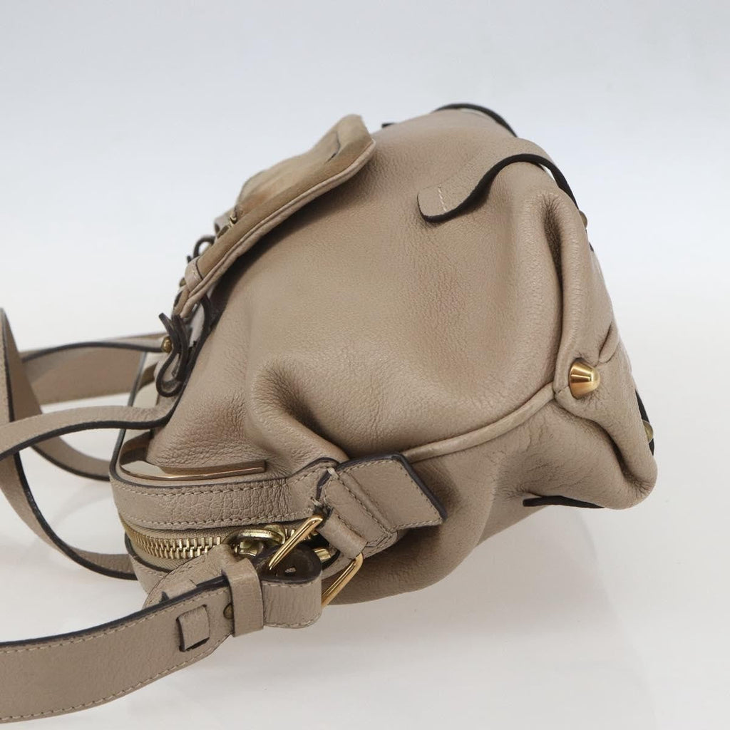 Chloe Abby Convertible Frame Satchel Leather With Suede Beige Leather Handbag (Authentic  )