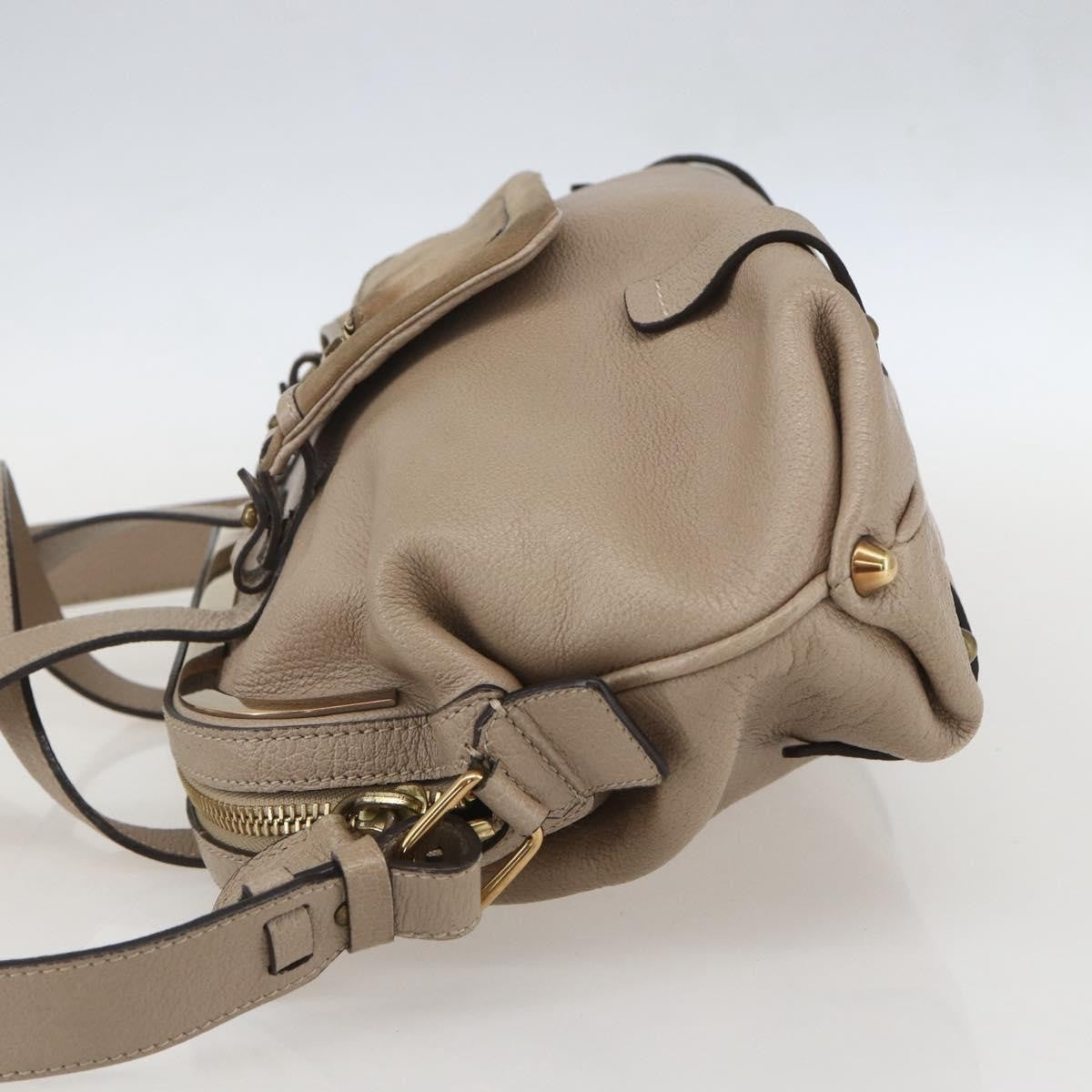 Chloe Abby Convertible Frame Satchel Leather With Suede Beige Leather Handbag (Authentic  )