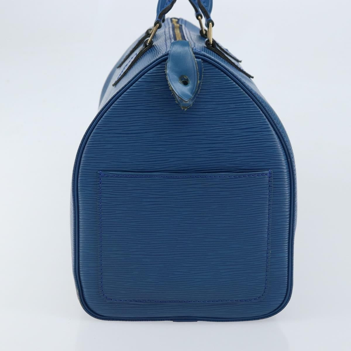 Louis Vuitton Speedy Handbag Epi Leather Blue Leather Handbag (Authentic  )