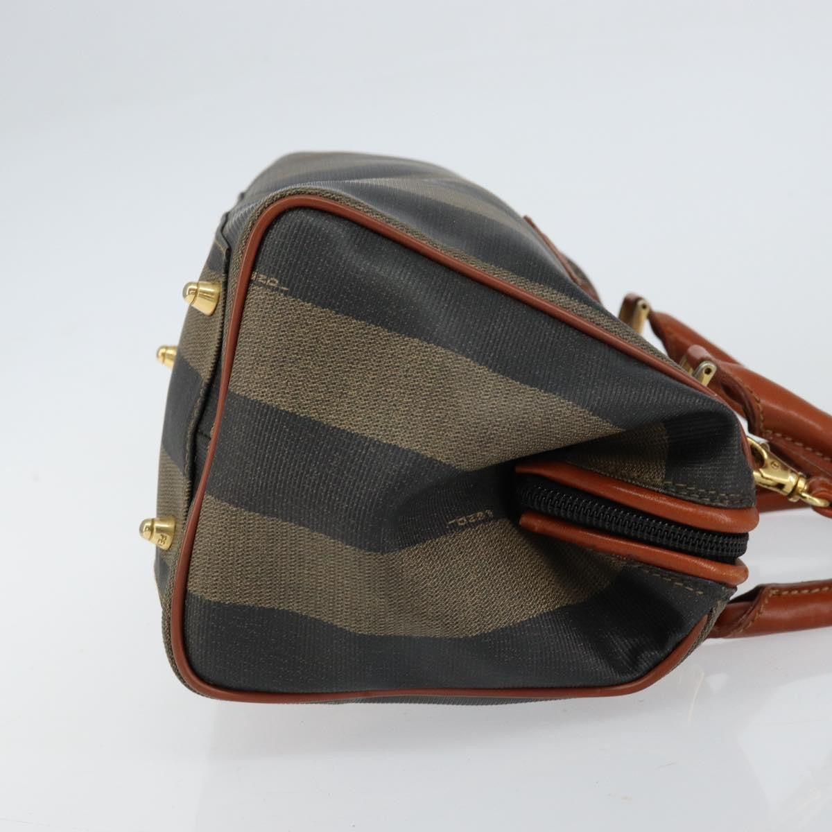 Fendi Vintage Pequin Convertible Boston Bag Coated Canvas Black Canvas Handbag (Authentic  )