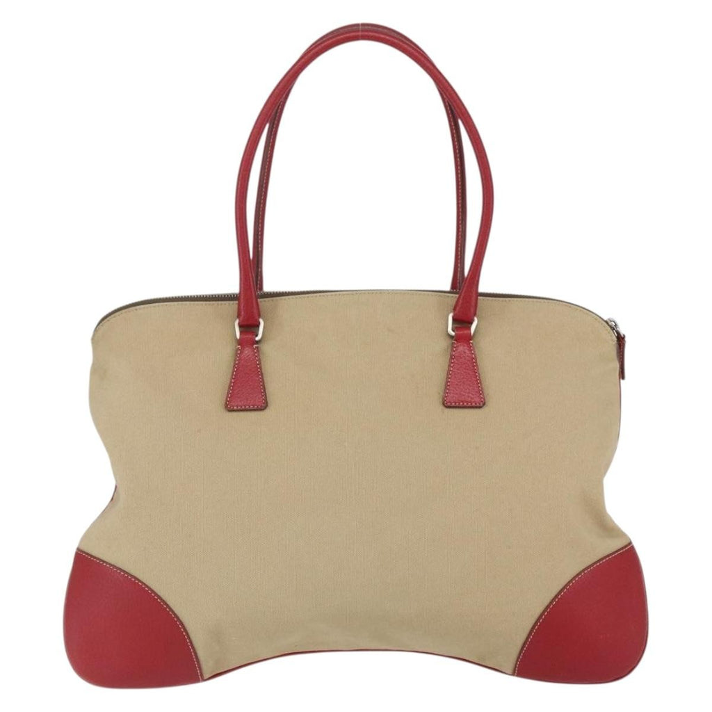 Prada Vintage Handbag Canvas Beige Canvas Handbag (Authentic  )
