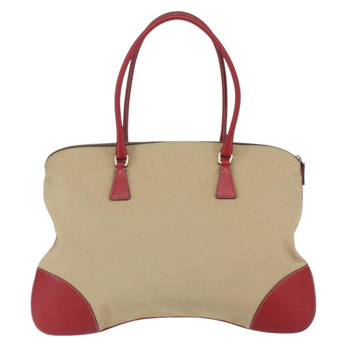 Prada Vintage Handbag Canvas Beige Canvas Handbag (Authentic  )