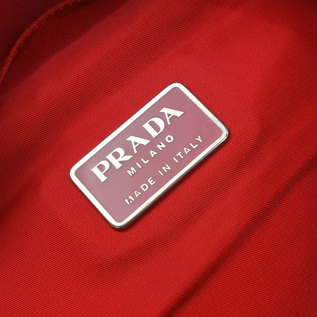 Prada Double Buckle Backpack Tessuto Red Nylon Backpack Bag ( )