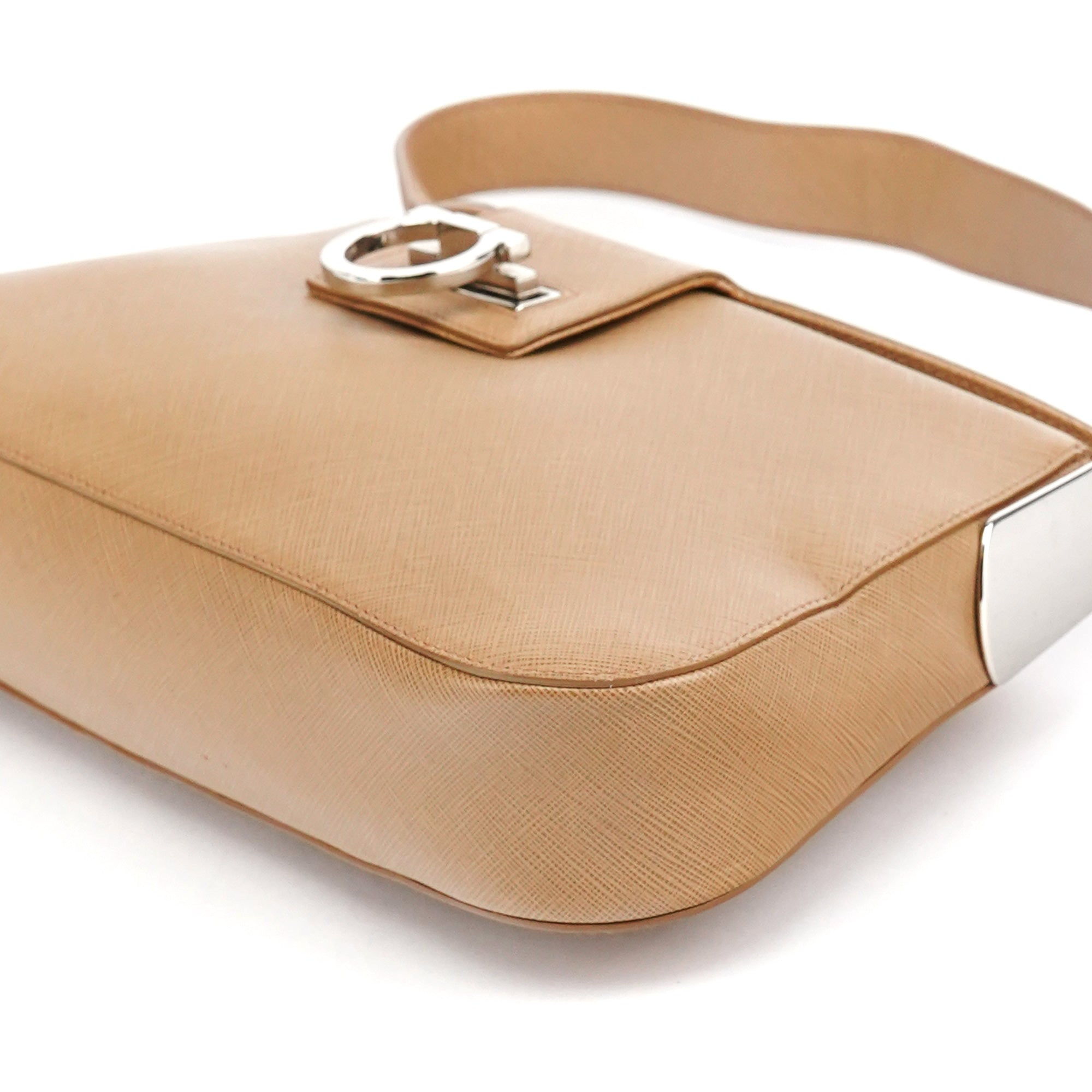 Beige Leather Shoulder Bag