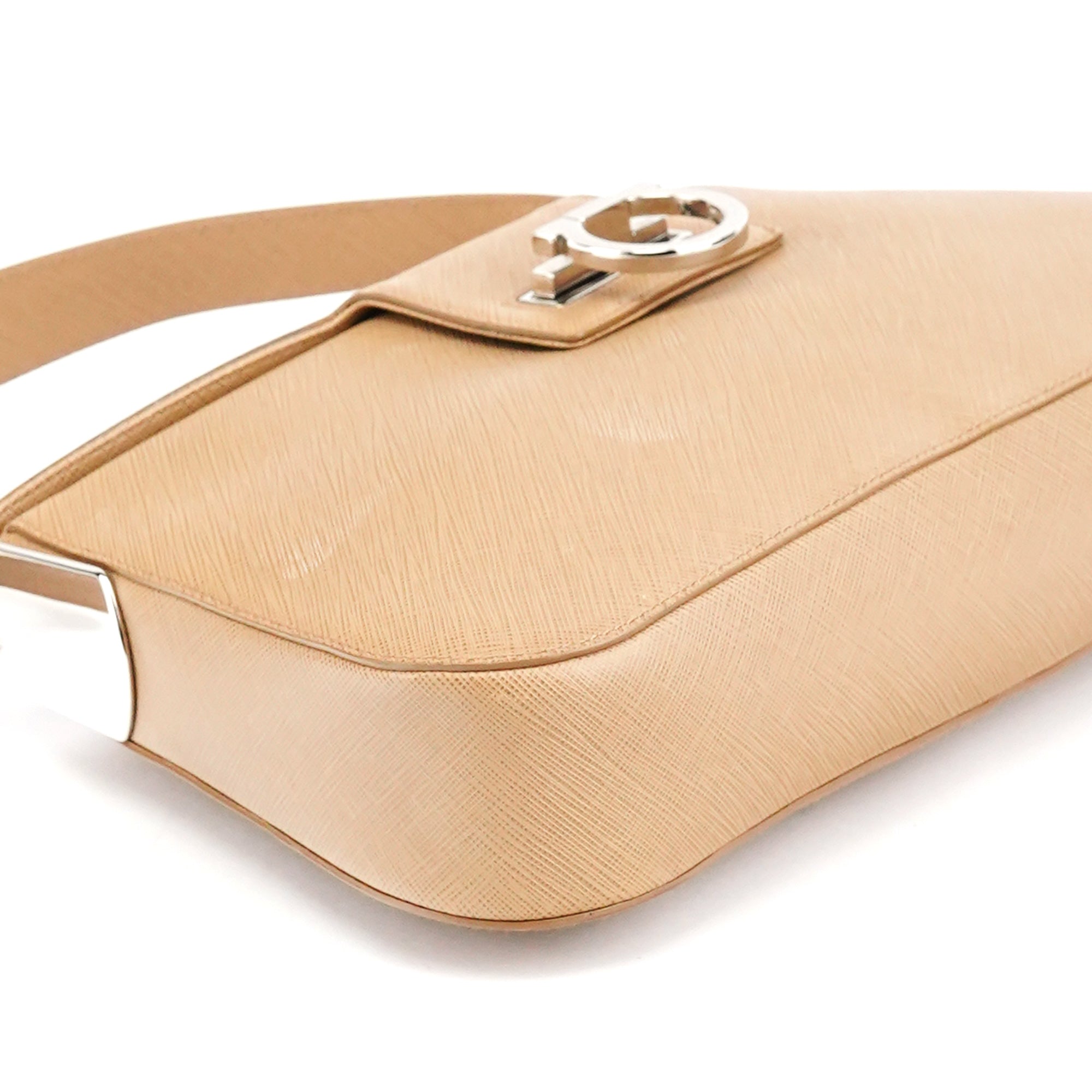 Beige Leather Shoulder Bag
