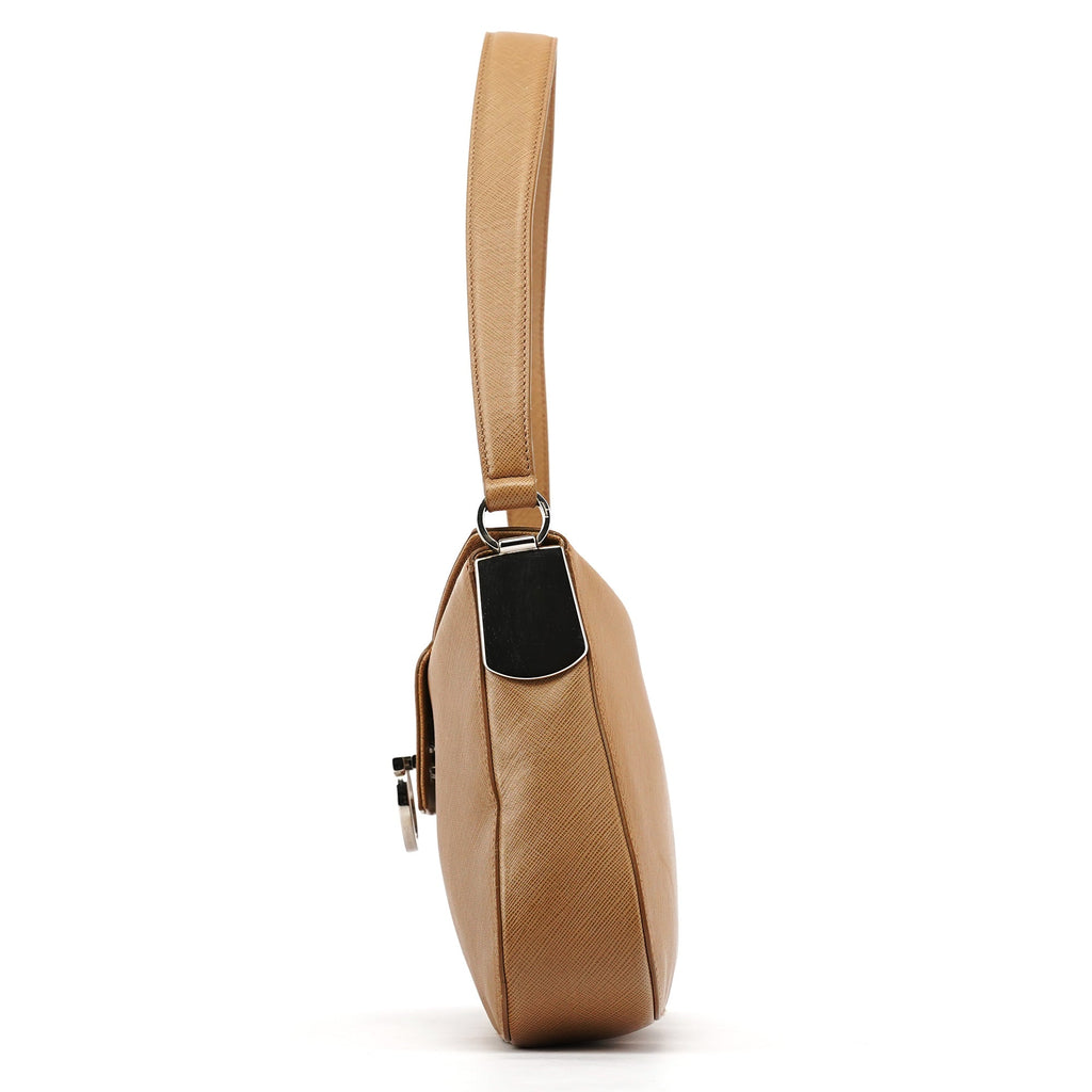 Beige Leather Shoulder Bag