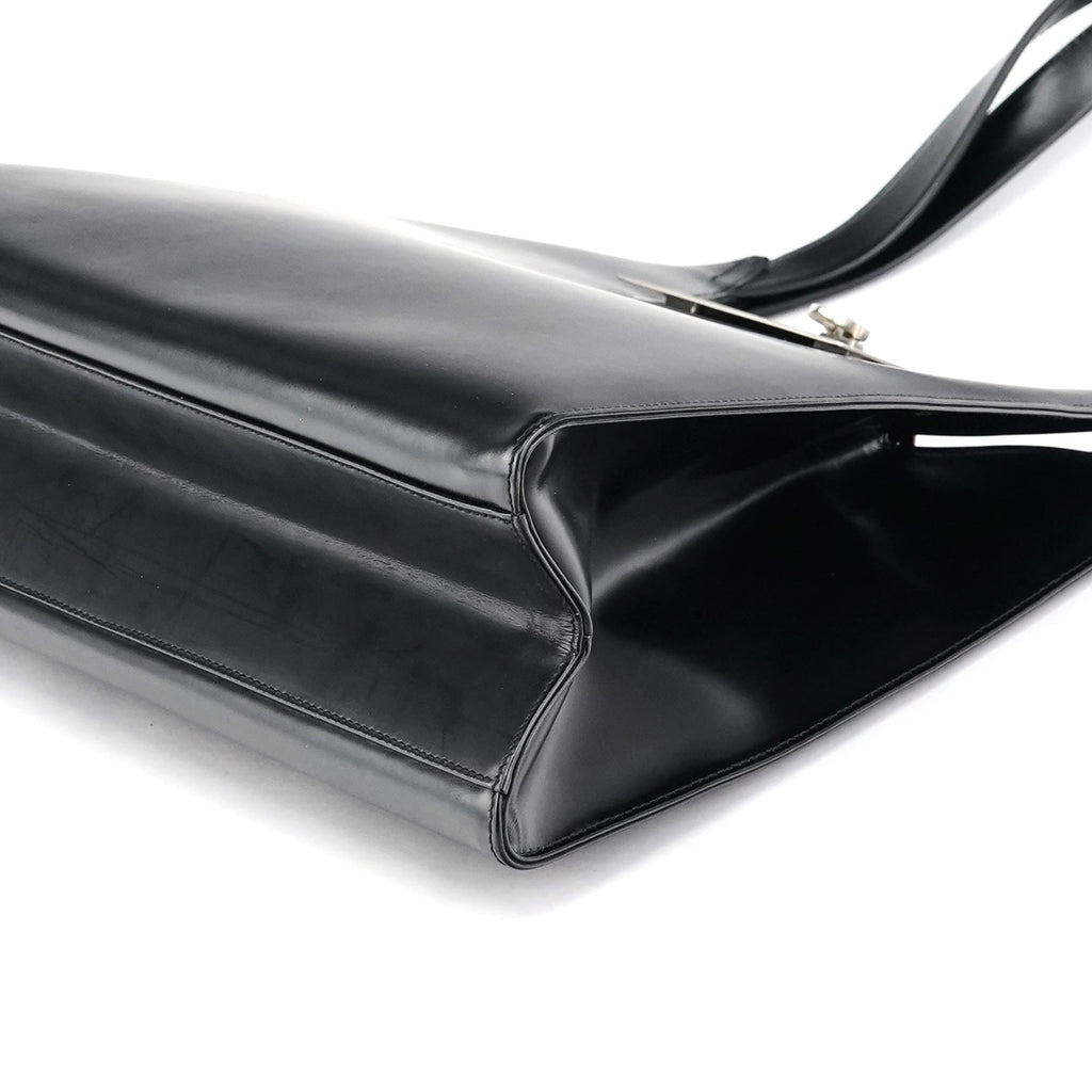 Black Geometric Leather Shoulder Bag