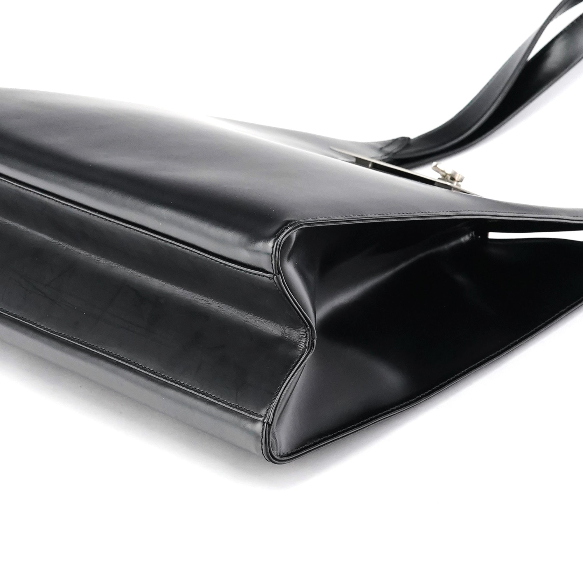 Black Geometric Leather Shoulder Bag