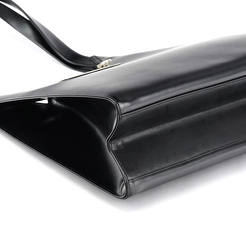 Black Geometric Leather Shoulder Bag