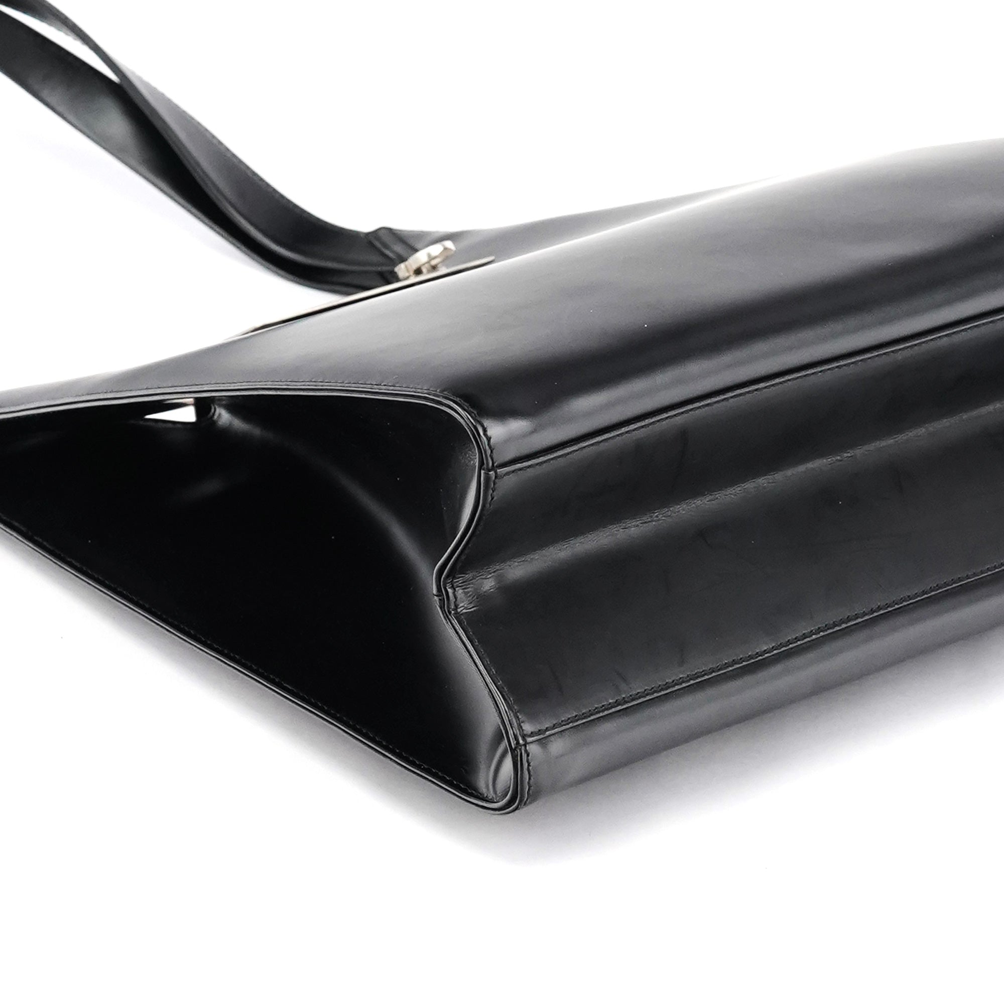 Black Geometric Leather Shoulder Bag