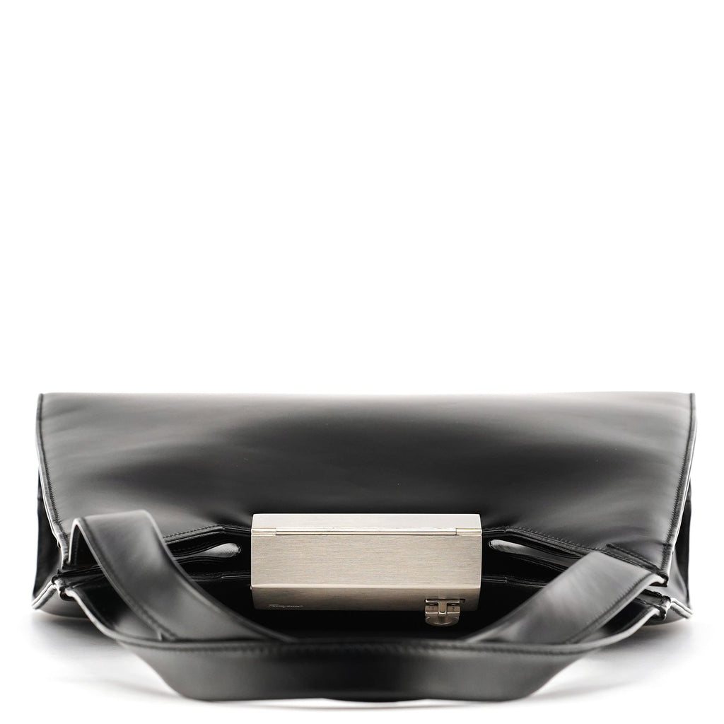 Black Geometric Leather Shoulder Bag