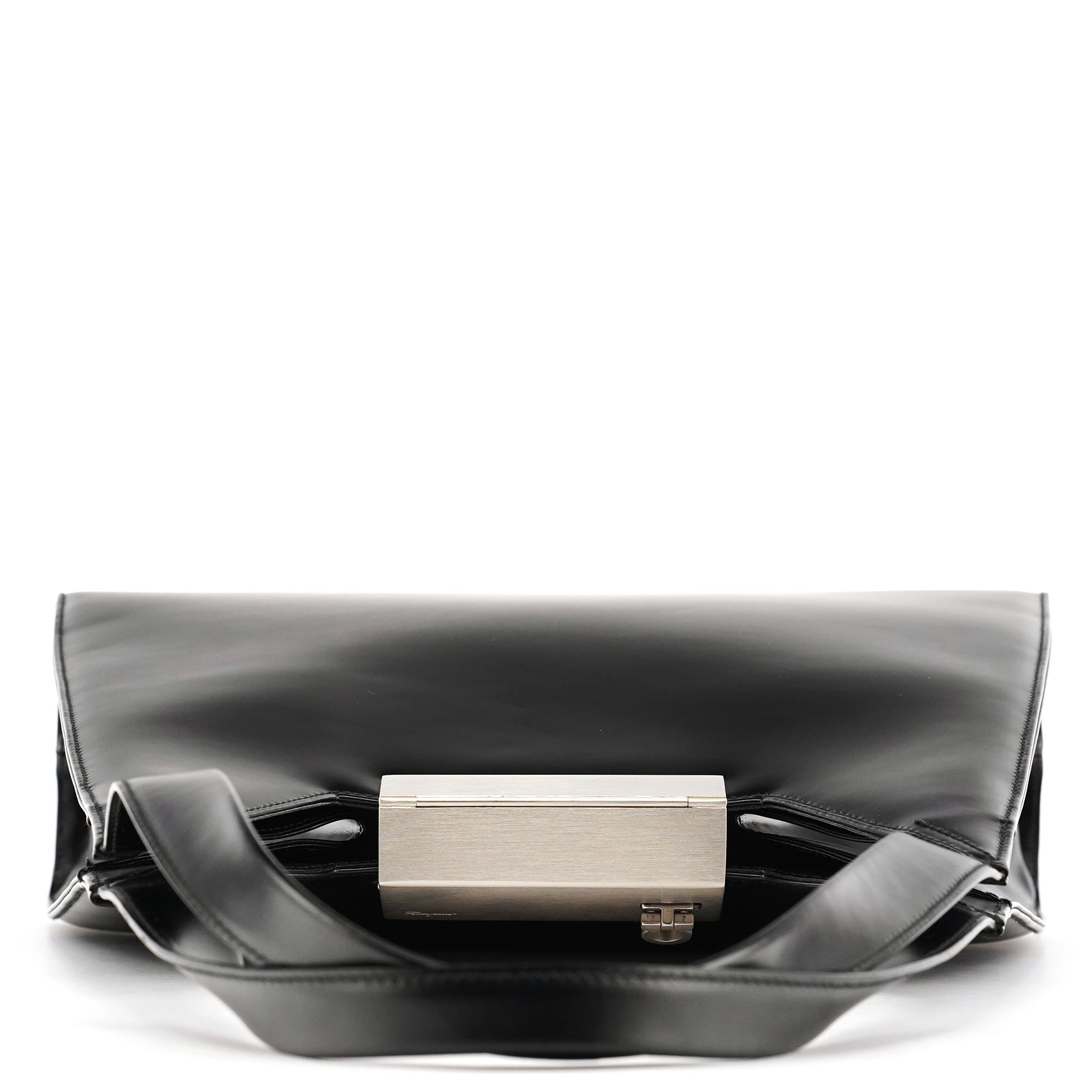 Black Geometric Leather Shoulder Bag