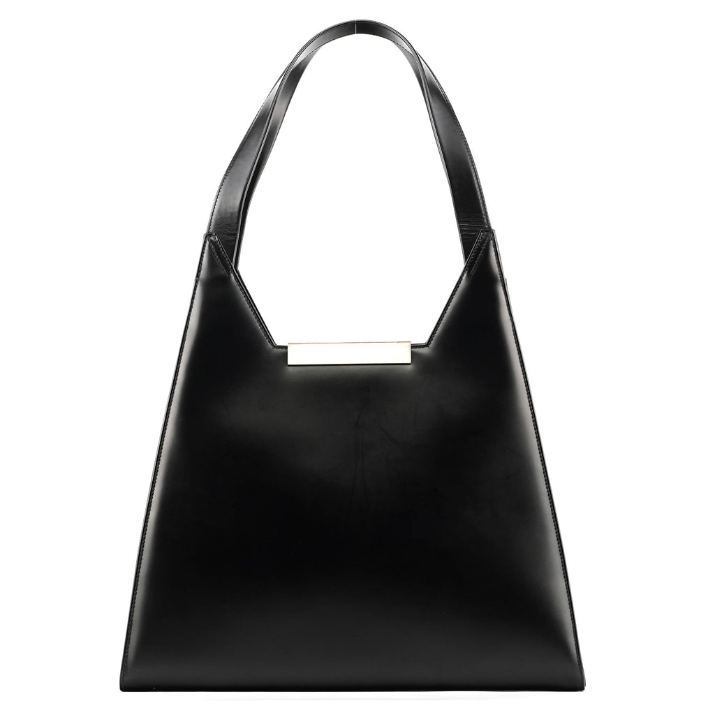 Black Geometric Leather Shoulder Bag