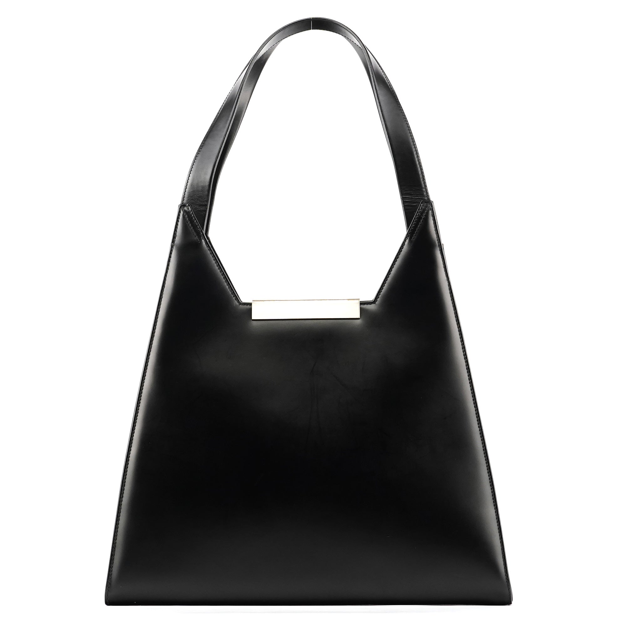 Black Geometric Leather Shoulder Bag