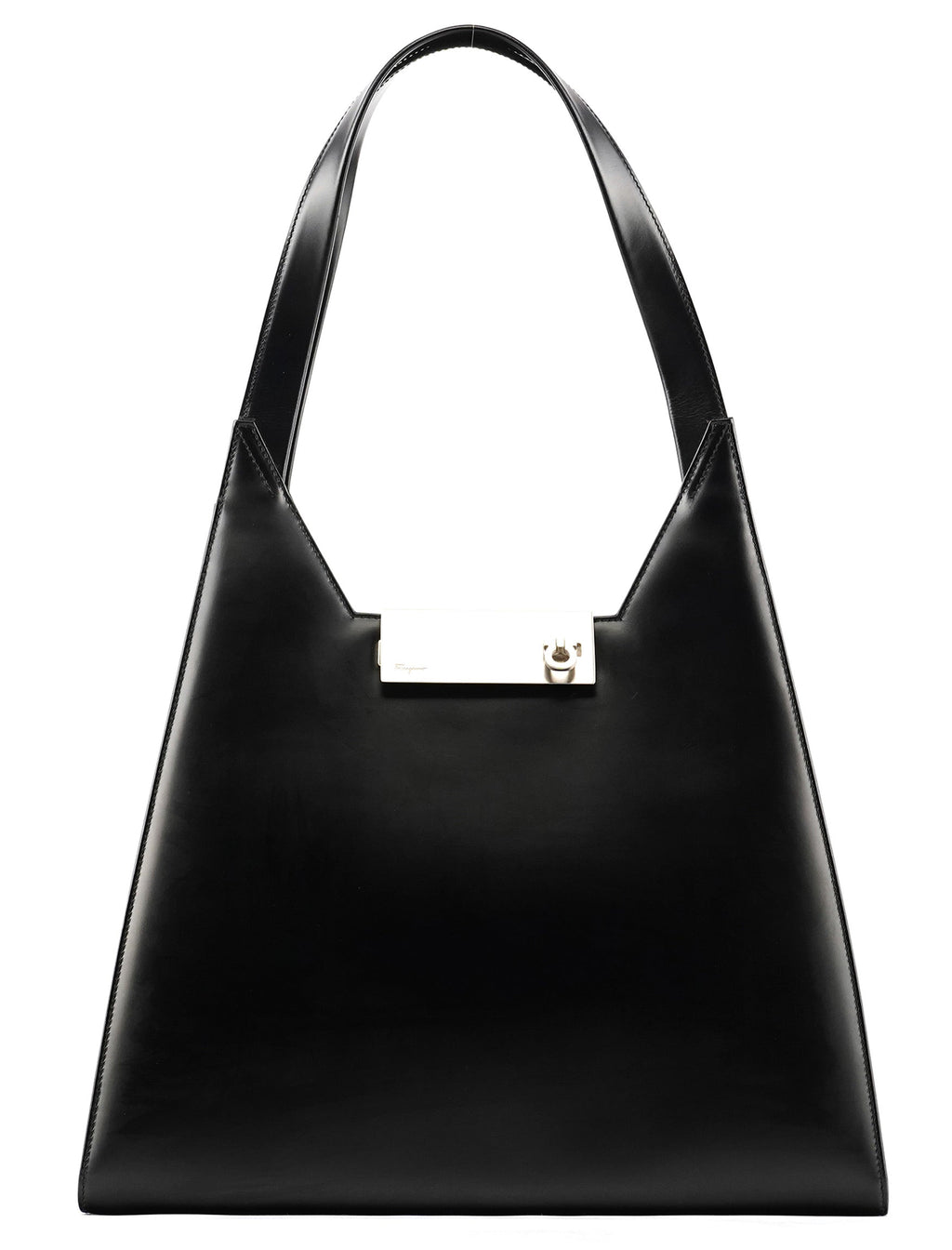 Black Geometric Leather Shoulder Bag
