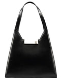 Black Geometric Leather Shoulder Bag