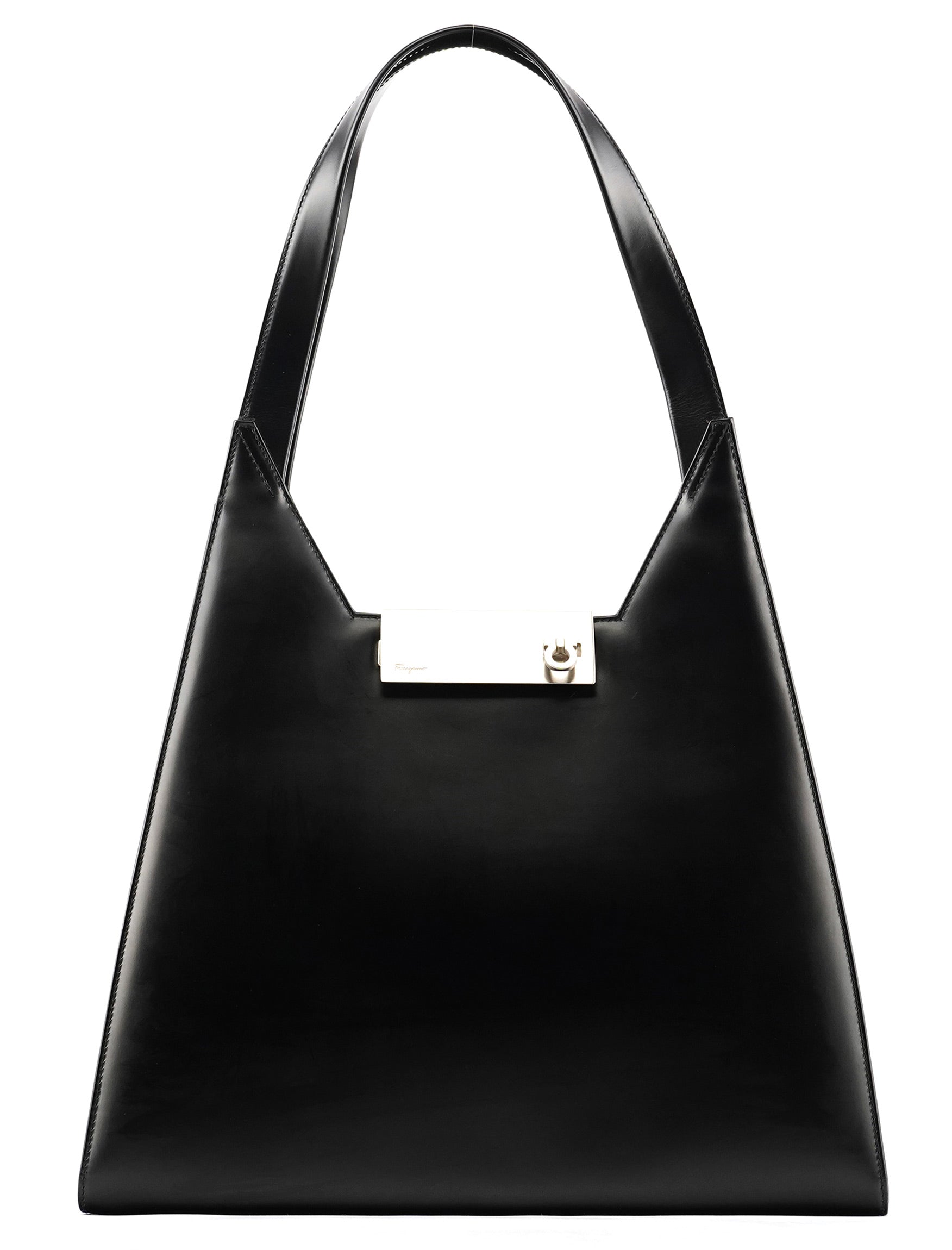 Black Geometric Leather Shoulder Bag