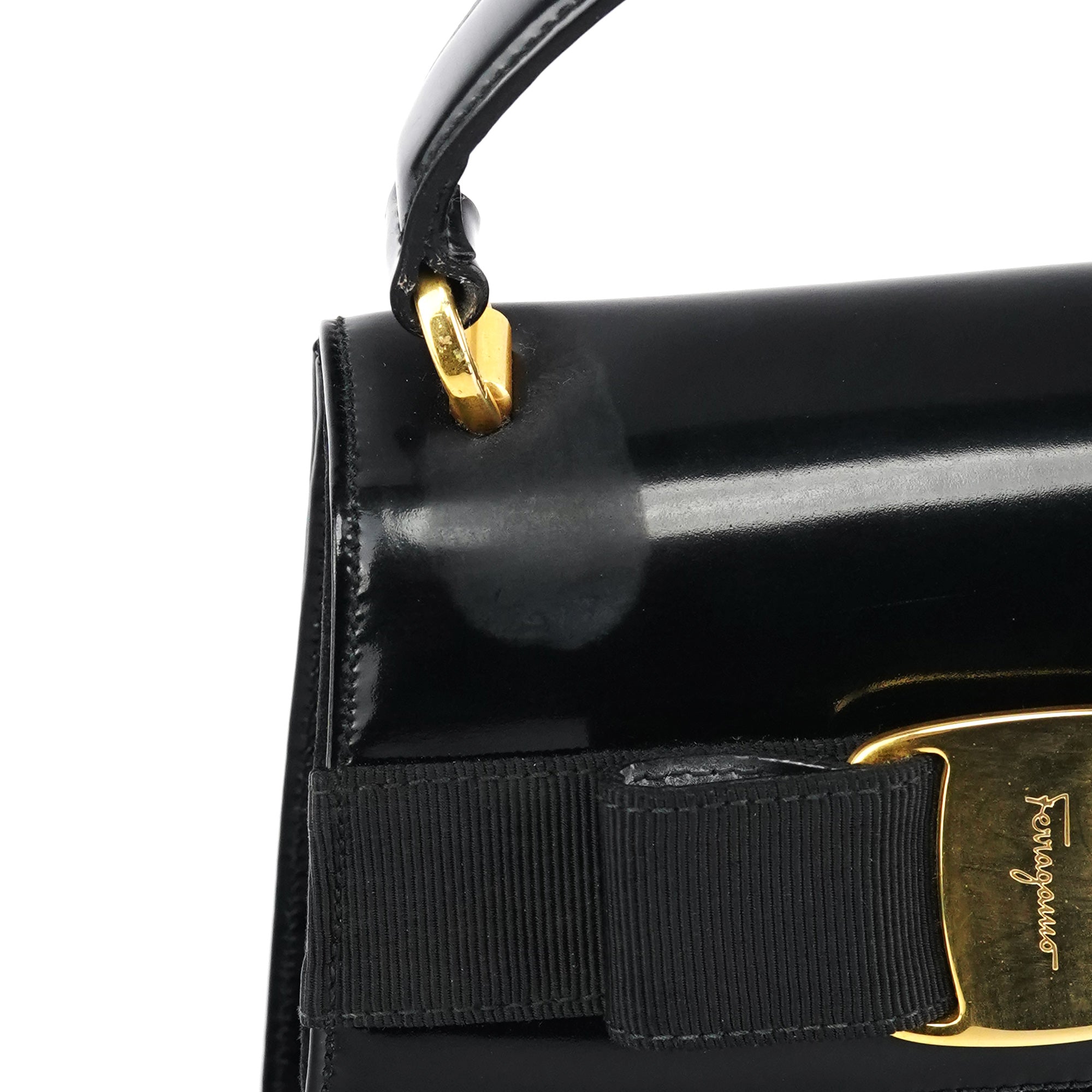 Black Patent Leather Top Handle Bag