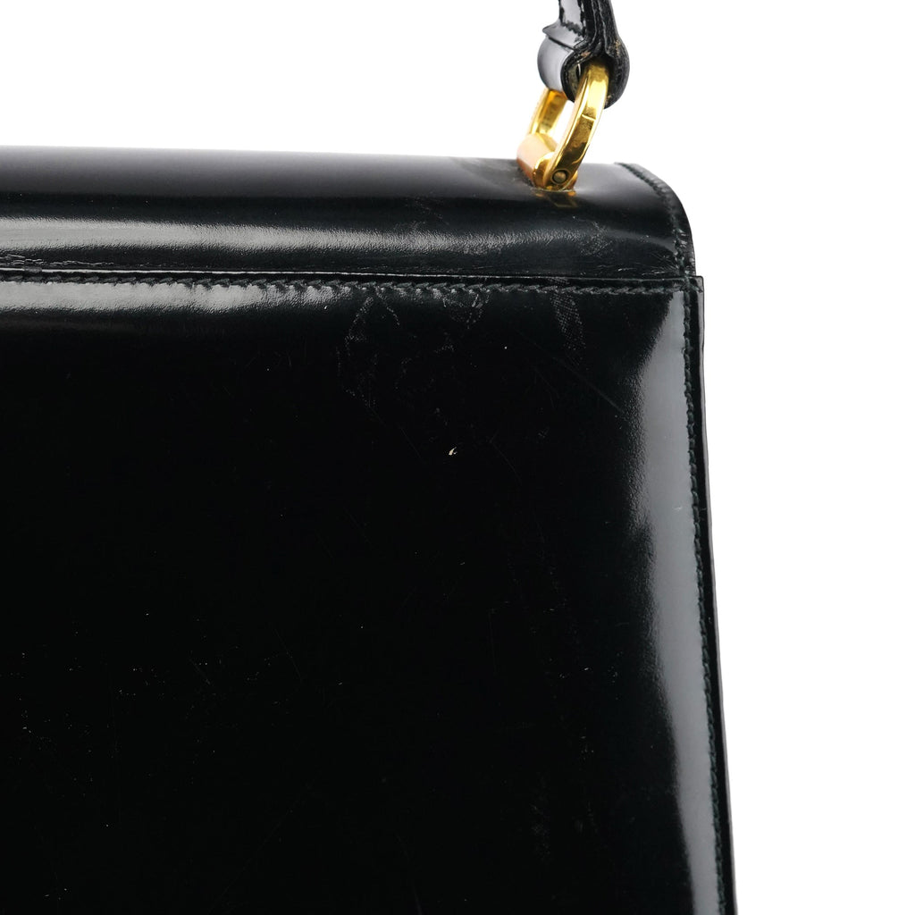 Black Patent Leather Top Handle Bag