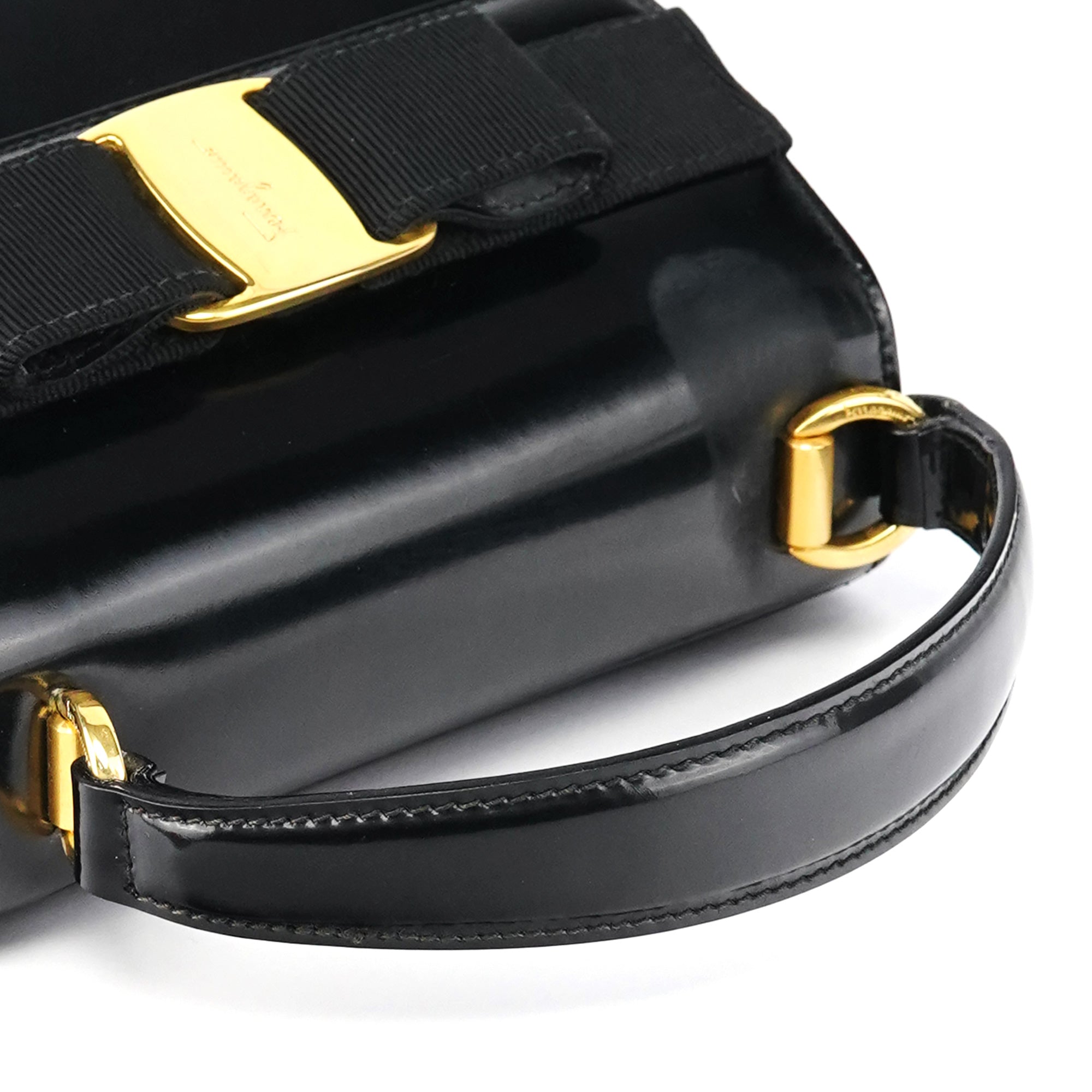 Black Patent Leather Top Handle Bag