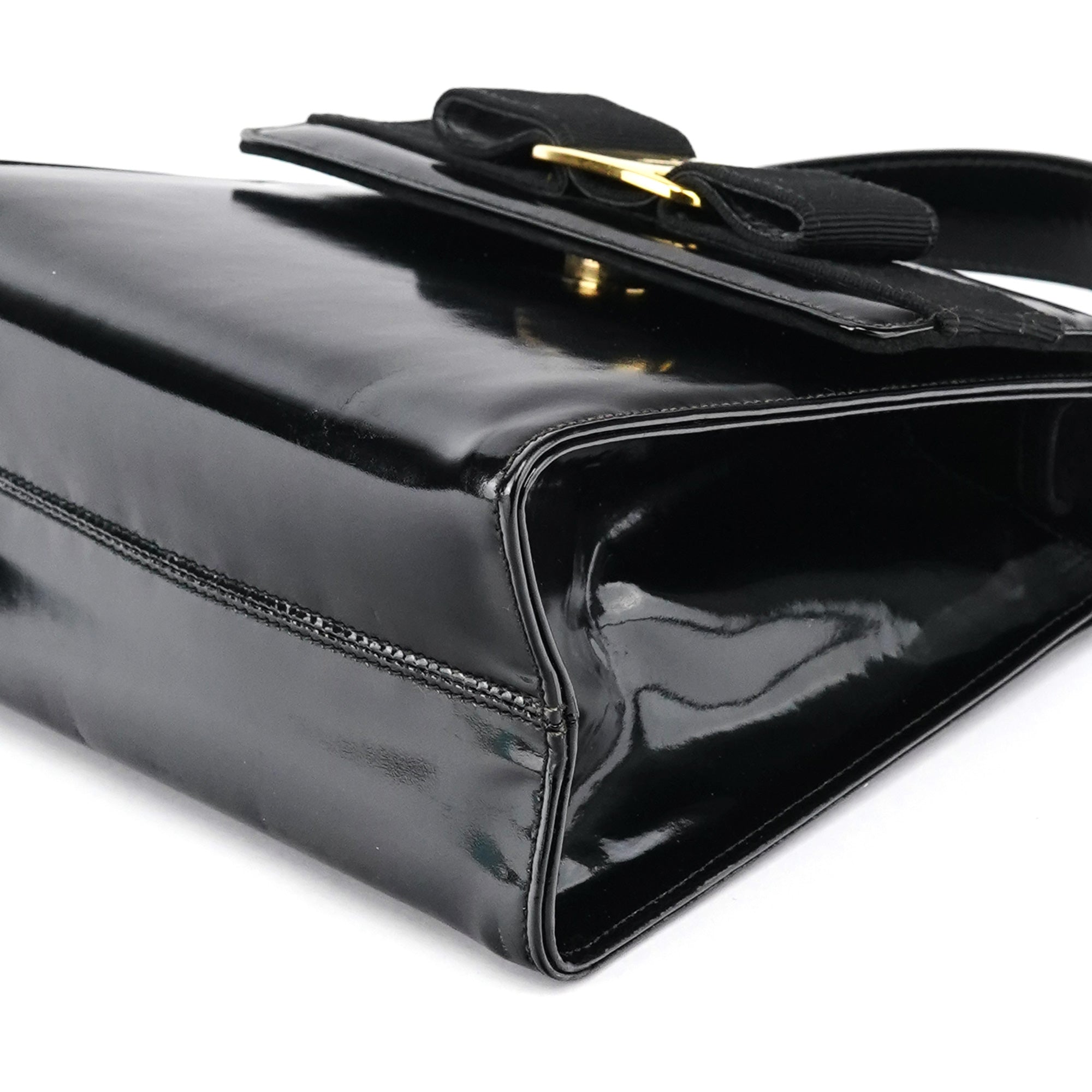 Black Patent Leather Top Handle Bag