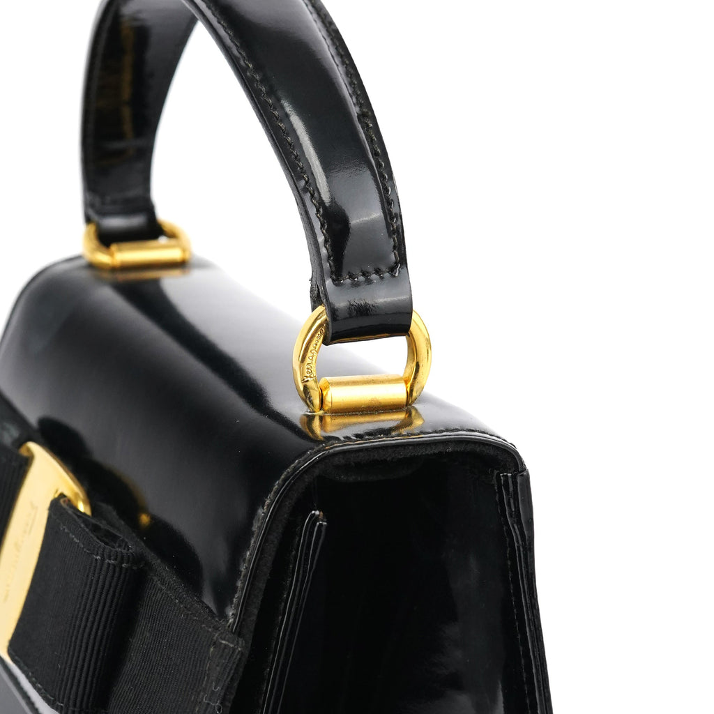 Black Patent Leather Top Handle Bag