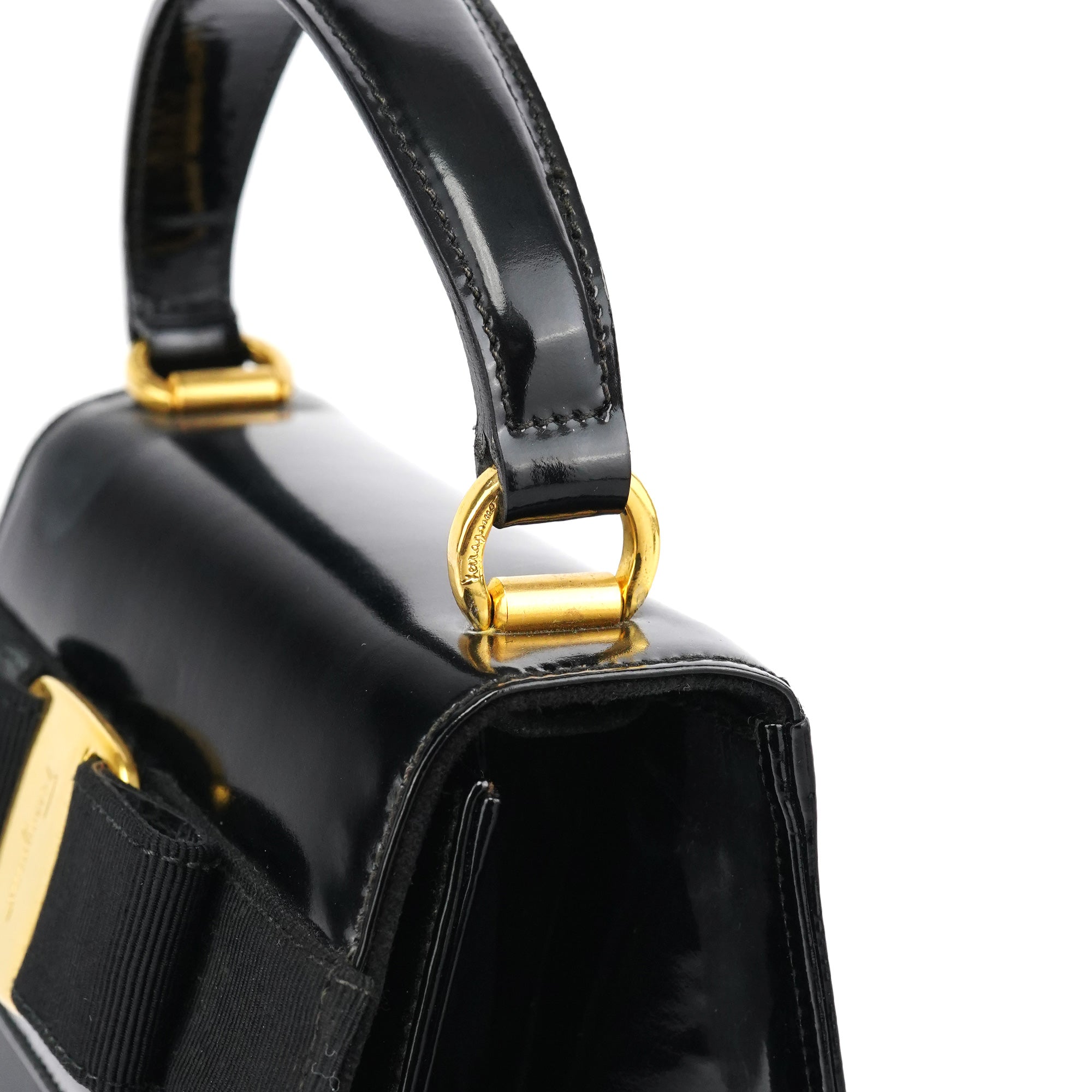 Black Patent Leather Top Handle Bag