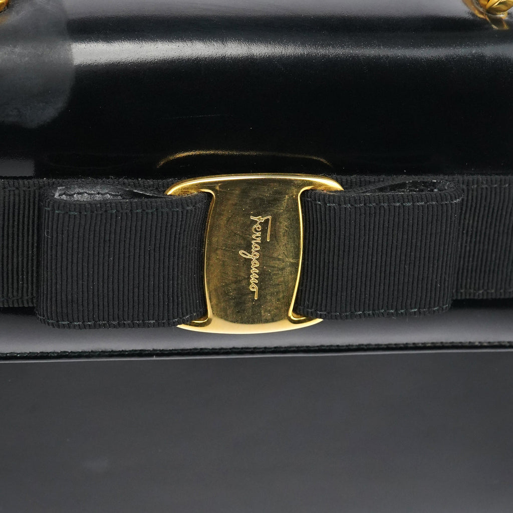 Black Patent Leather Top Handle Bag
