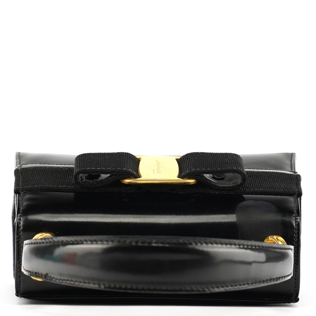 Black Patent Leather Top Handle Bag