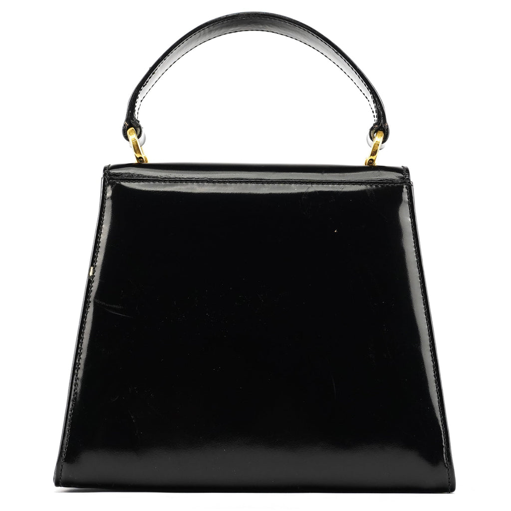 Black Patent Leather Top Handle Bag