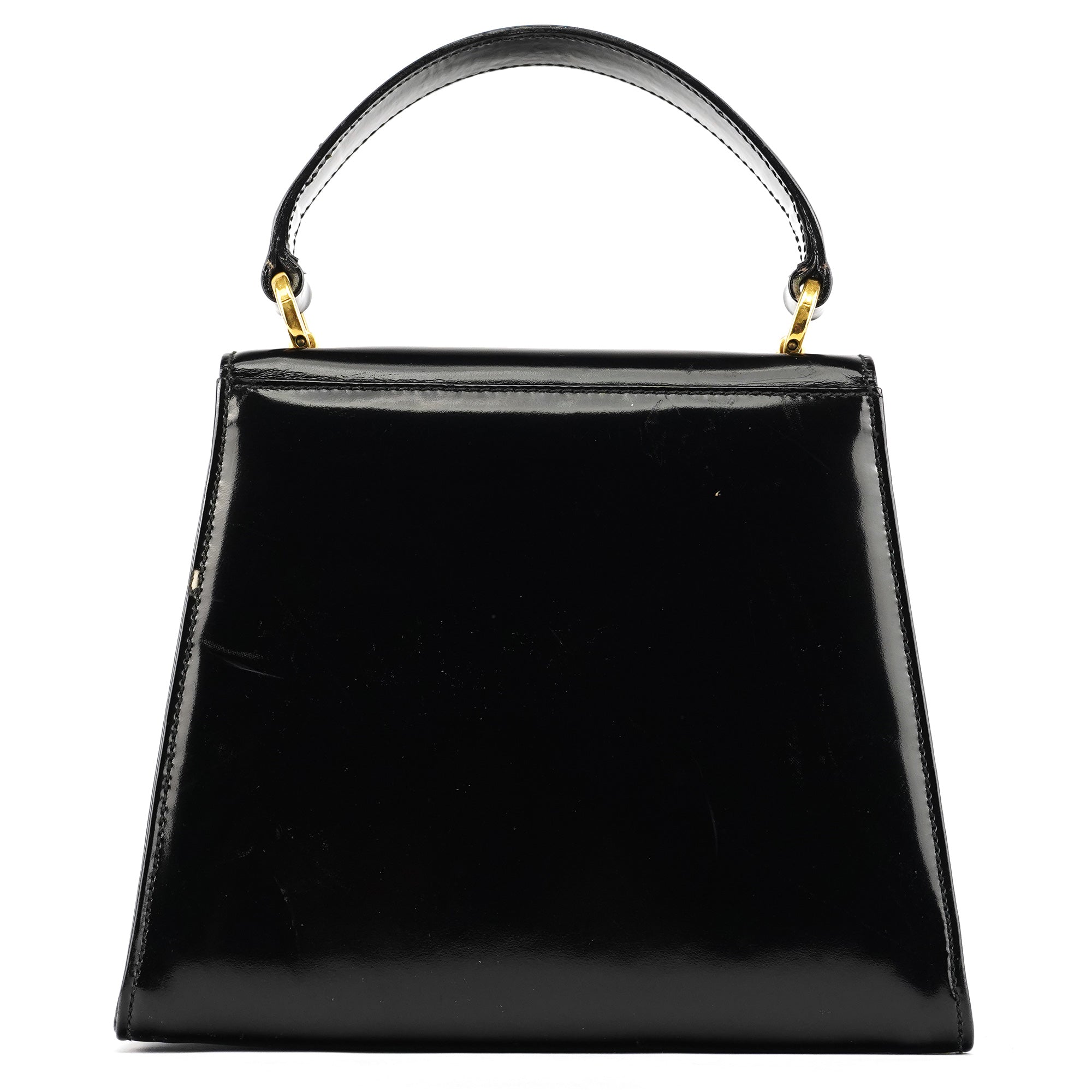 Black Patent Leather Top Handle Bag