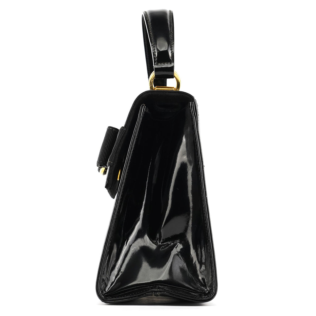 Black Patent Leather Top Handle Bag