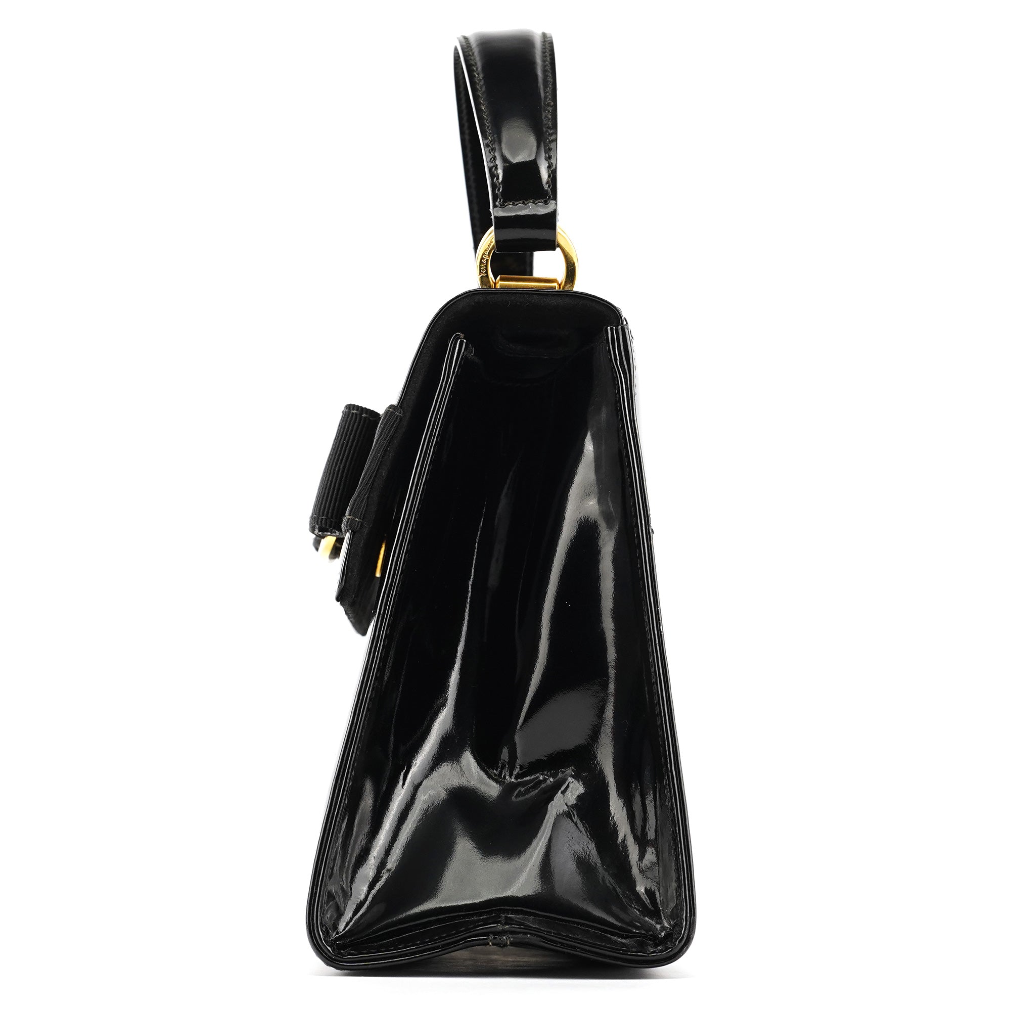 Black Patent Leather Top Handle Bag