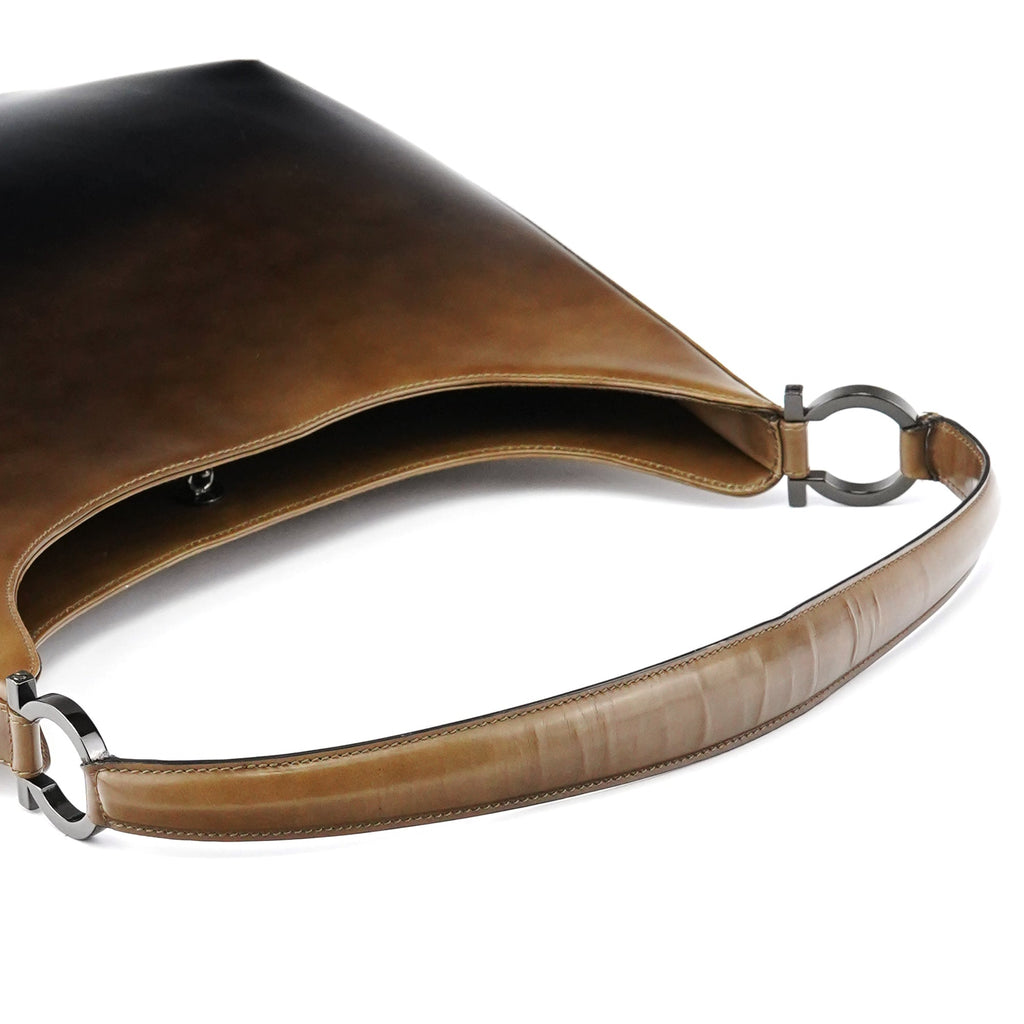 Brown Patent Leather Gradient Shoulder Bag