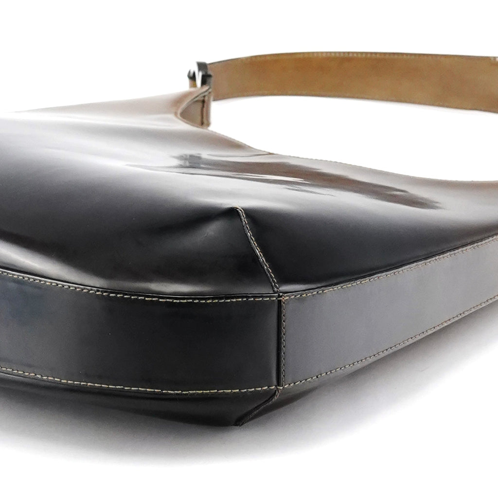 Brown Patent Leather Gradient Shoulder Bag