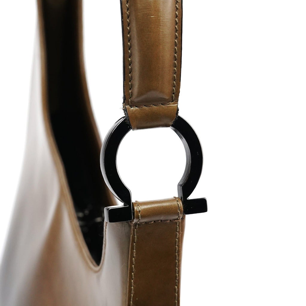 Brown Patent Leather Gradient Shoulder Bag