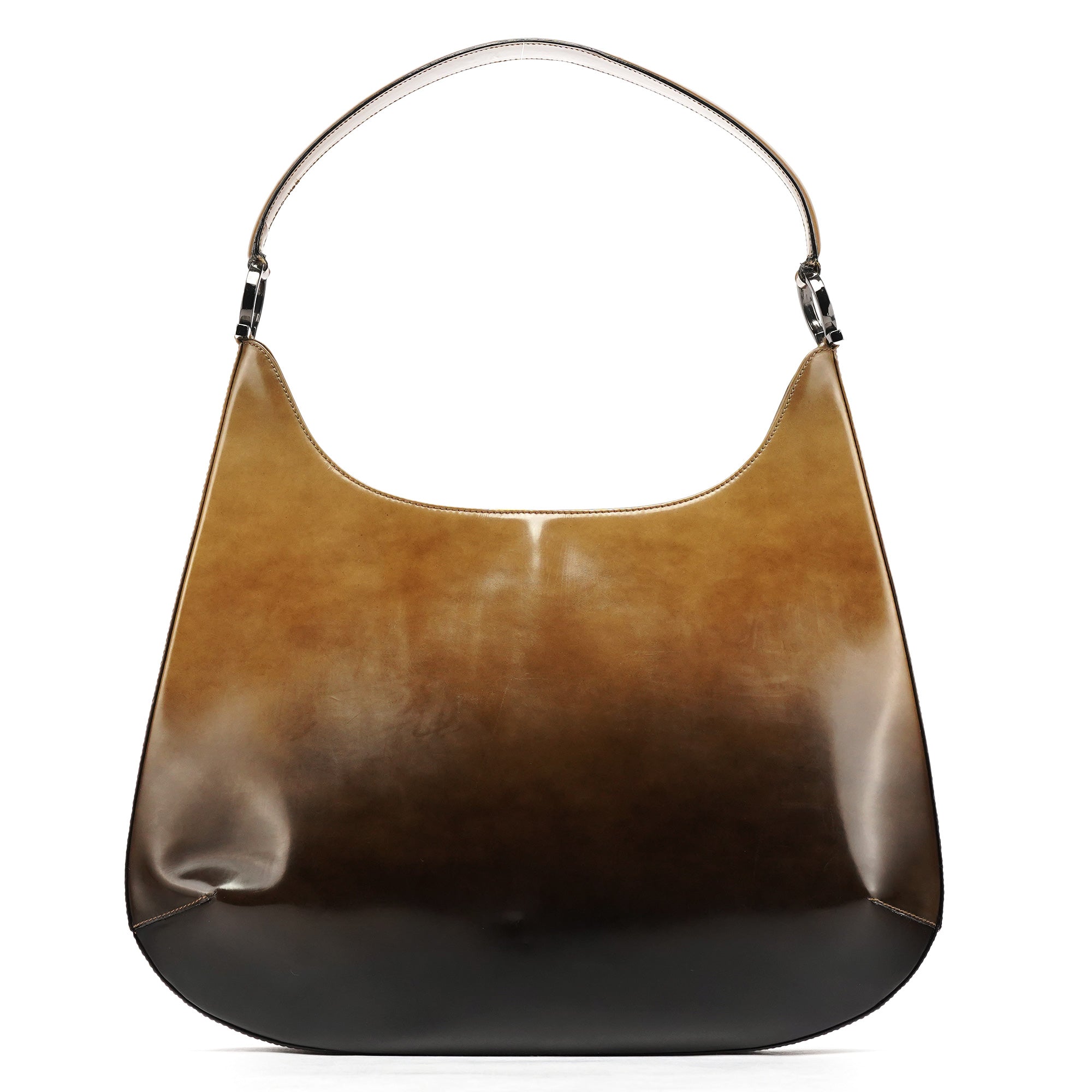 Brown Patent Leather Gradient Shoulder Bag