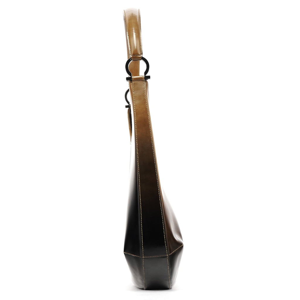 Brown Patent Leather Gradient Shoulder Bag