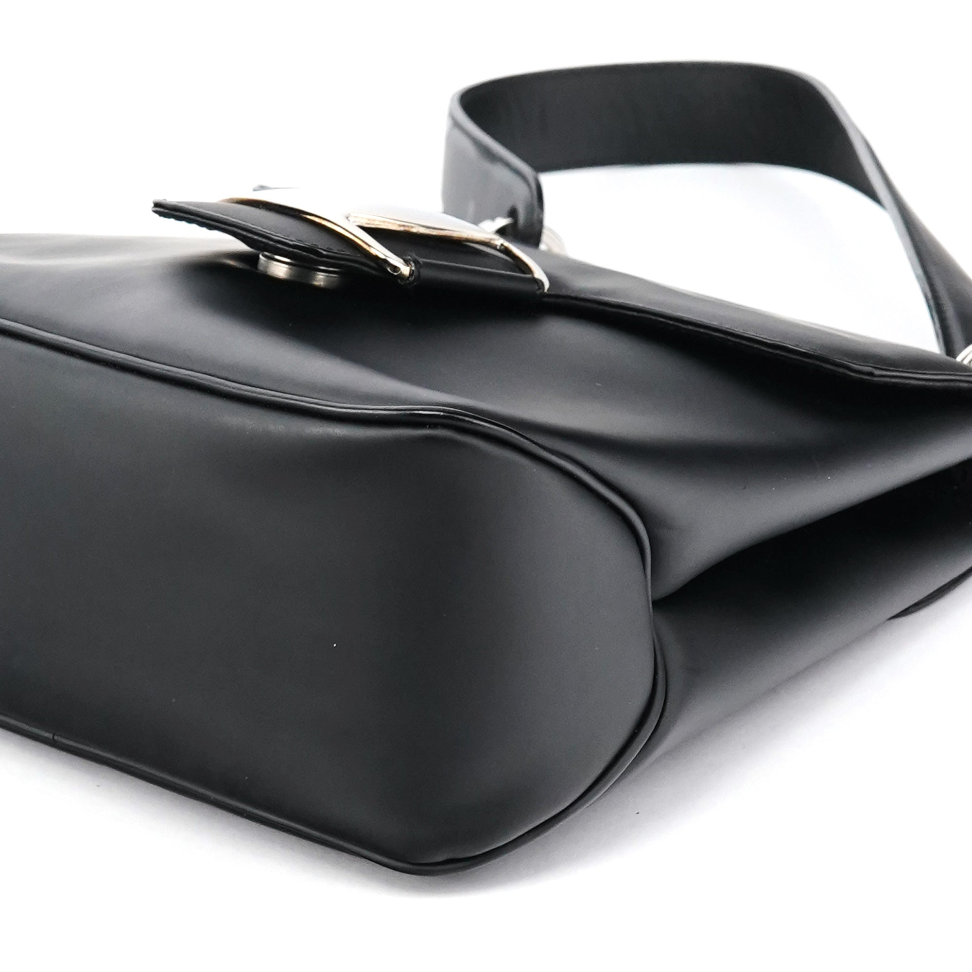 Matte Black Leather Top Handle Bag