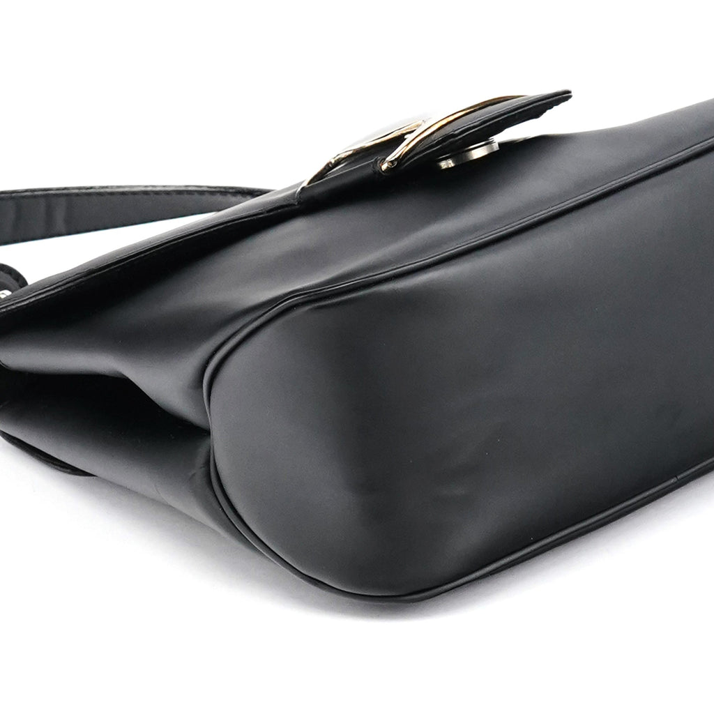 Matte Black Leather Top Handle Bag