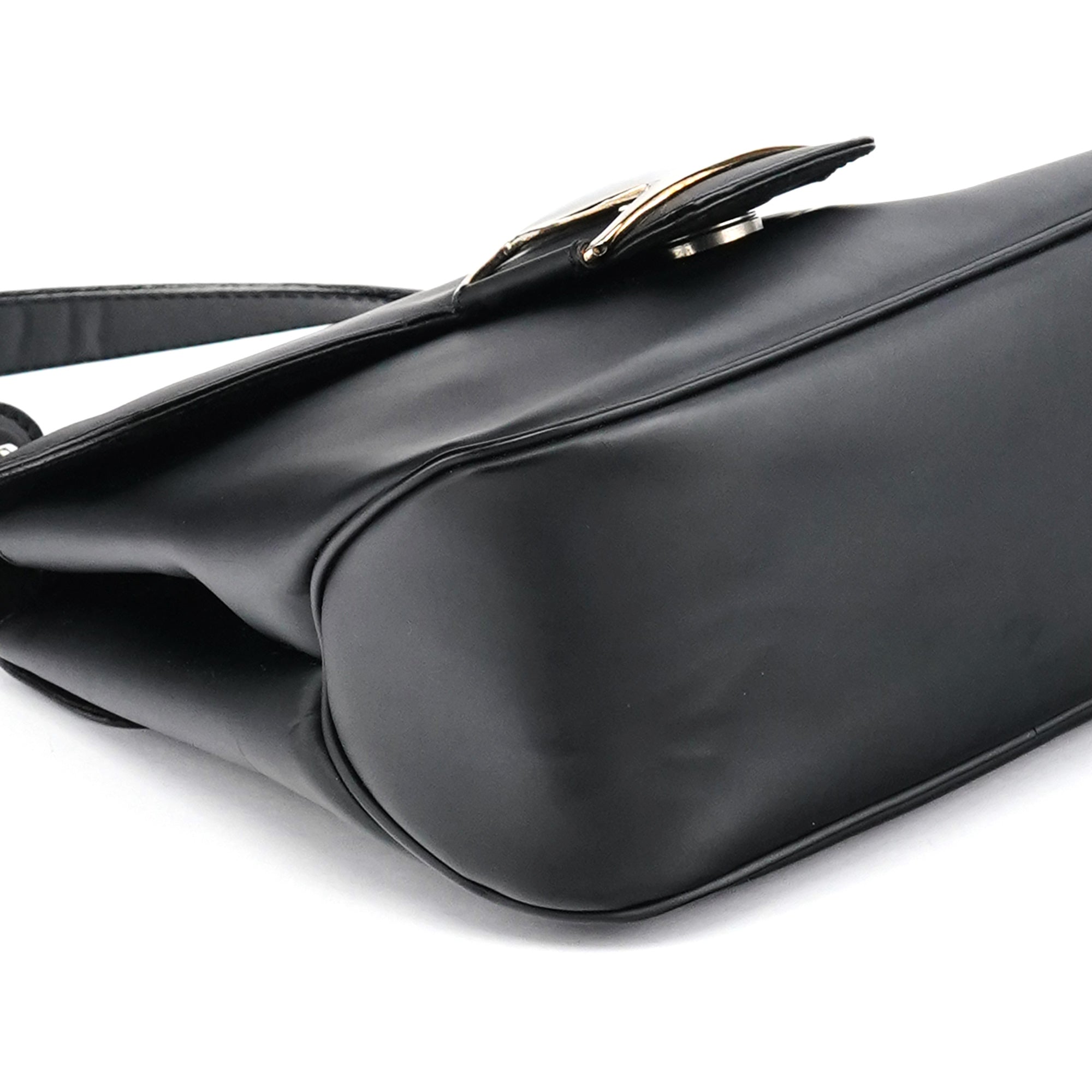 Matte Black Leather Top Handle Bag