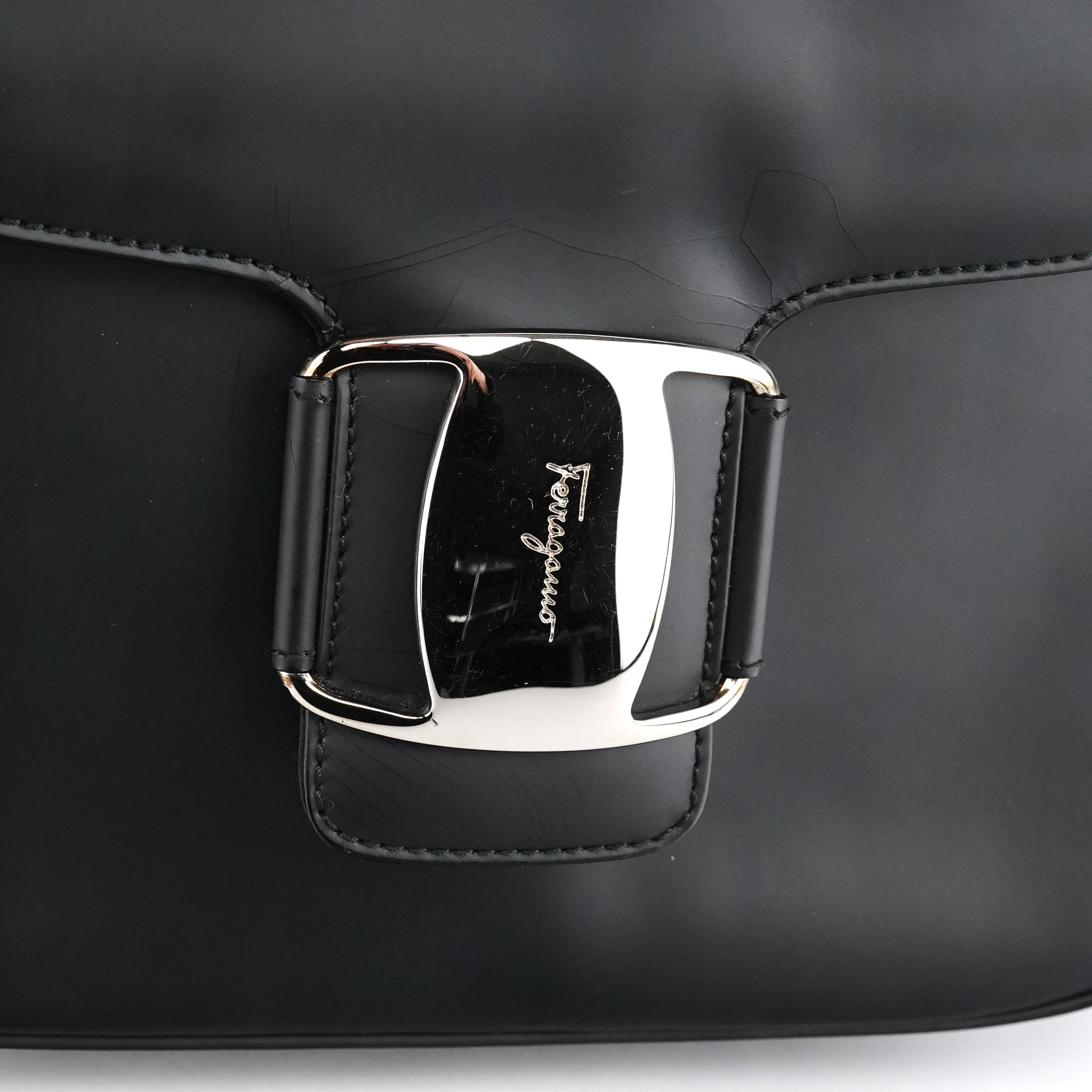 Matte Black Leather Top Handle Bag