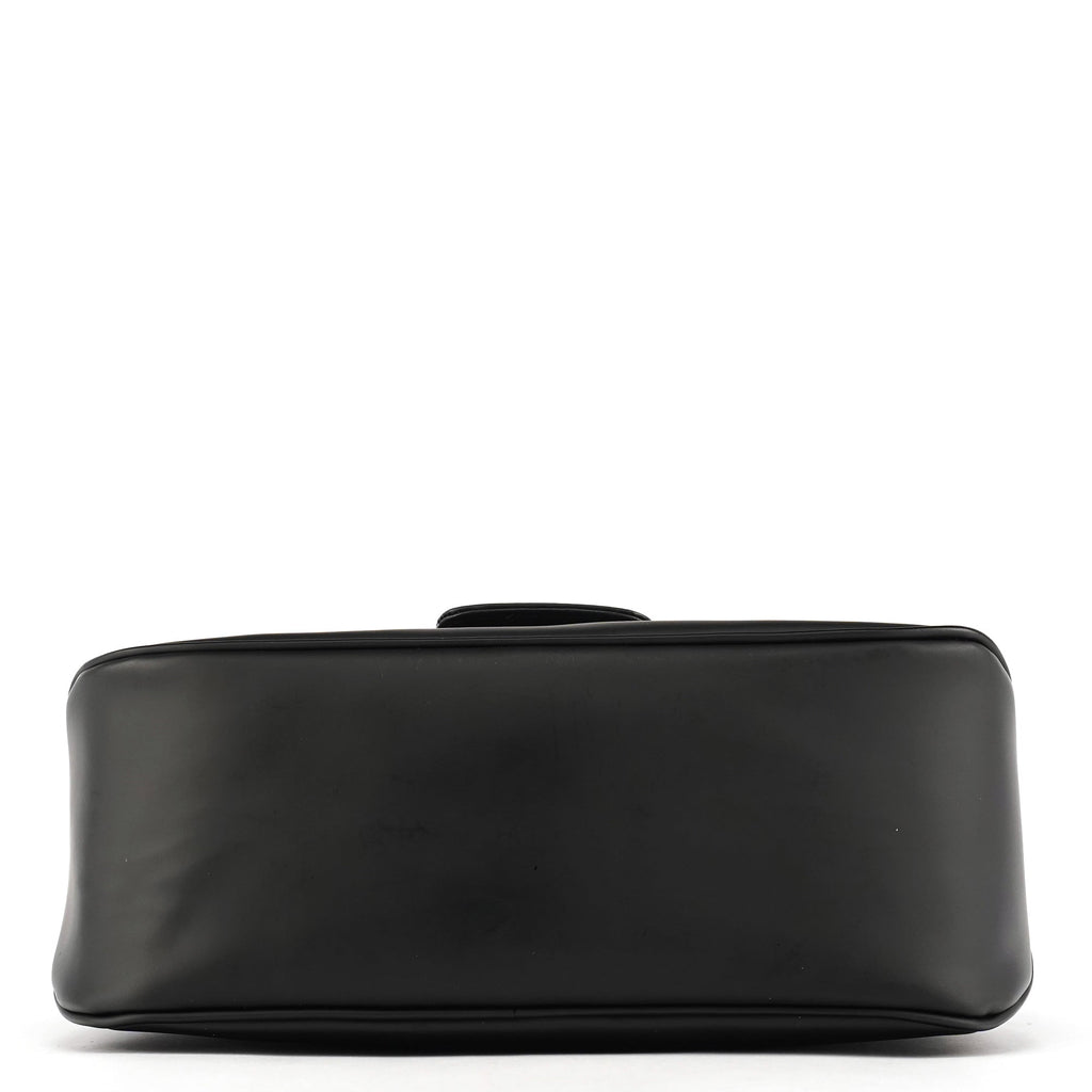Matte Black Leather Top Handle Bag