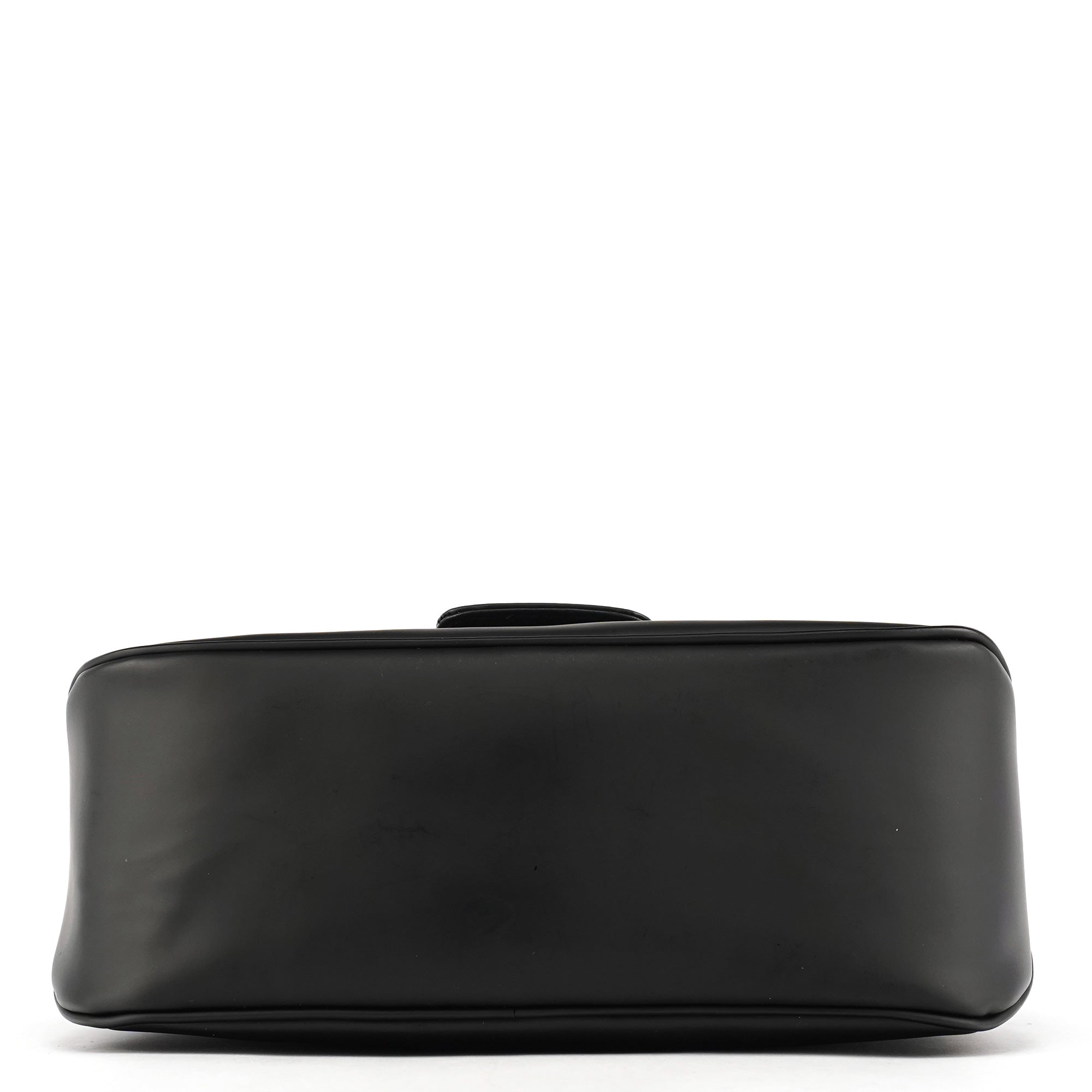 Matte Black Leather Top Handle Bag