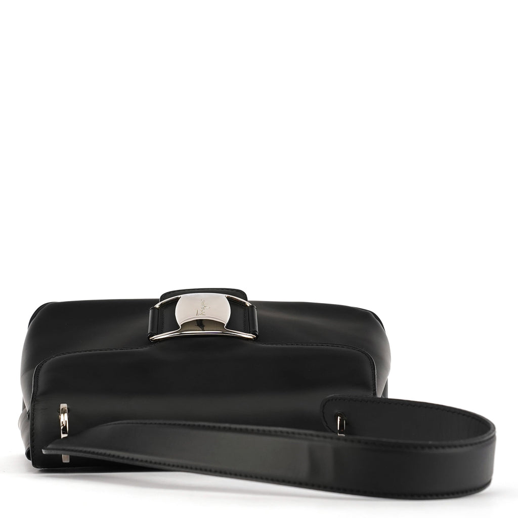 Matte Black Leather Top Handle Bag